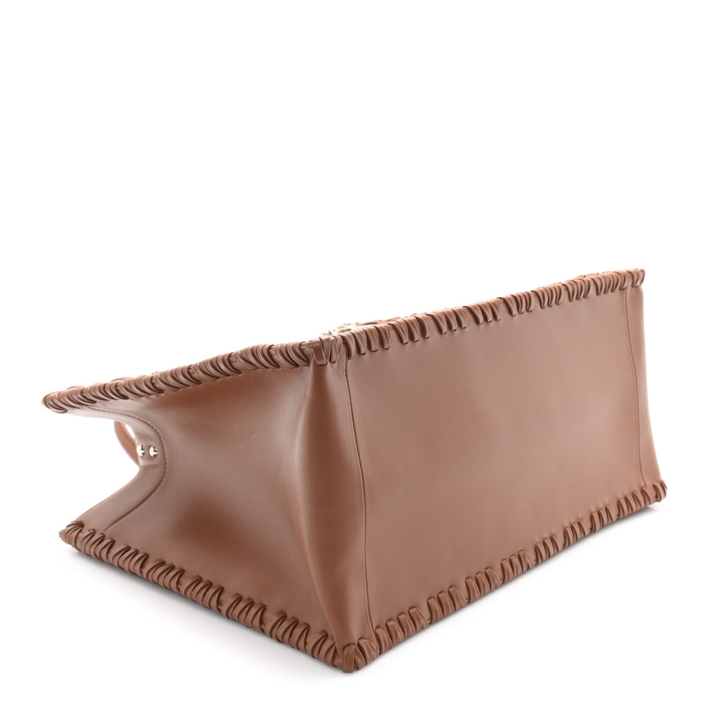 Calfskin Braided Cannage Medium Book Tote Golden Saddle