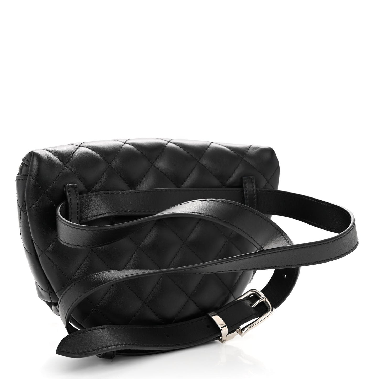 Calfskin Quilted Waist Belt Bag Black