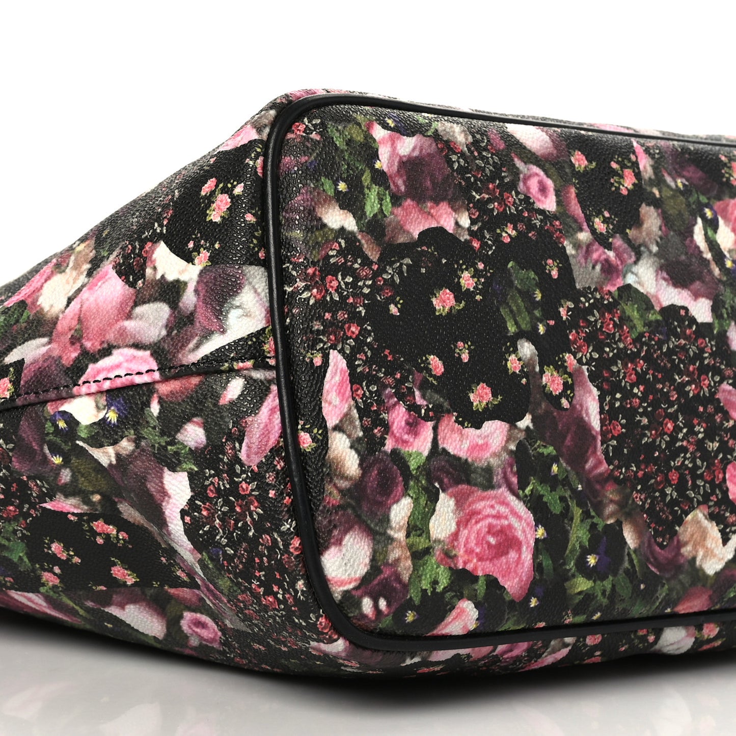 Textured Coated Canvas Roses Camouflage Print Large Antigona Tote Black
