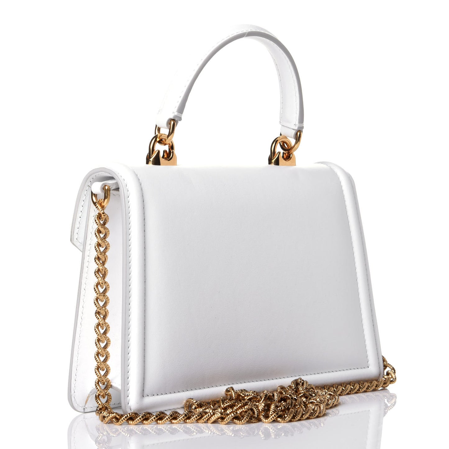 Smooth Calfskin Small Devotion Envelope Top Handle Bag White