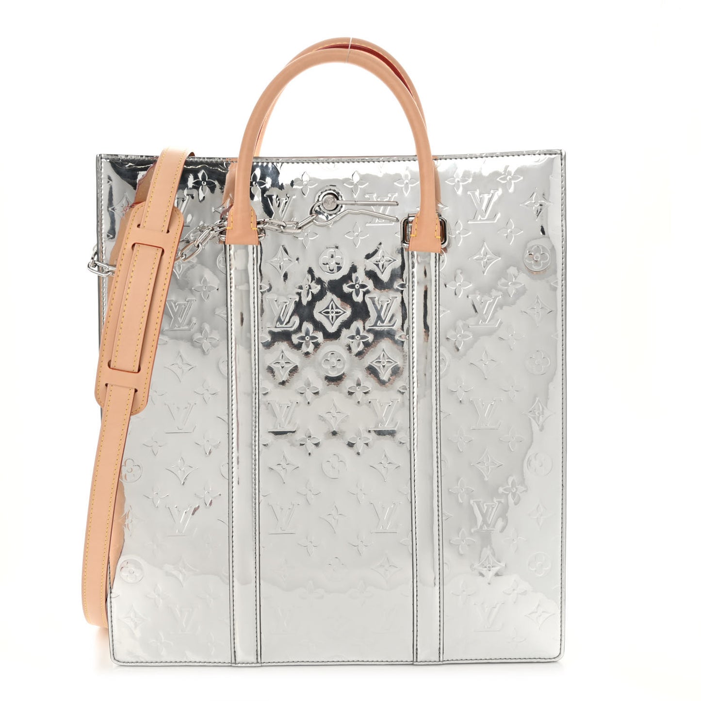 Monogram Mirror Sac Plat NM Silver