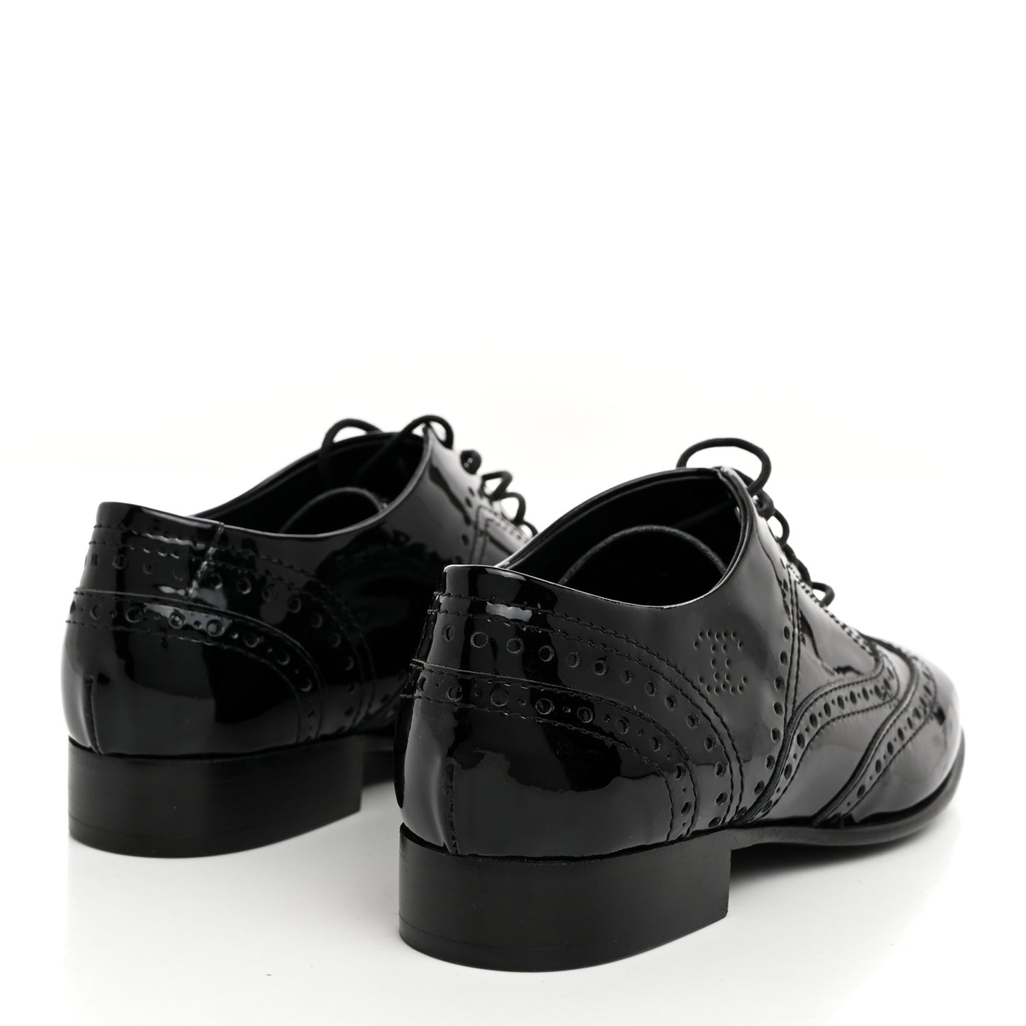 Patent Calfskin Lace Up Oxfords 35.5 Black
