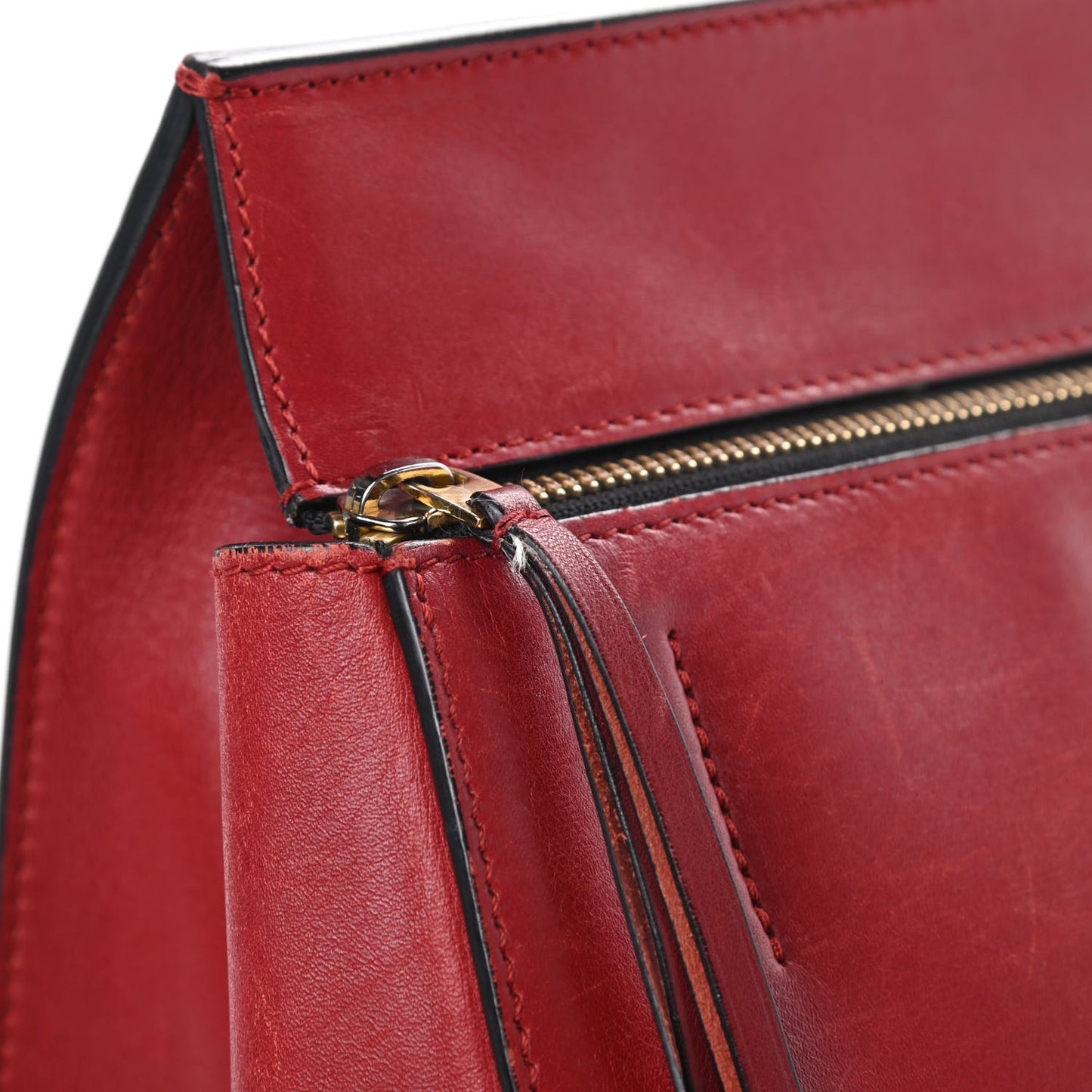 Smooth Calfskin Medium Edge Shoulder Bag Red