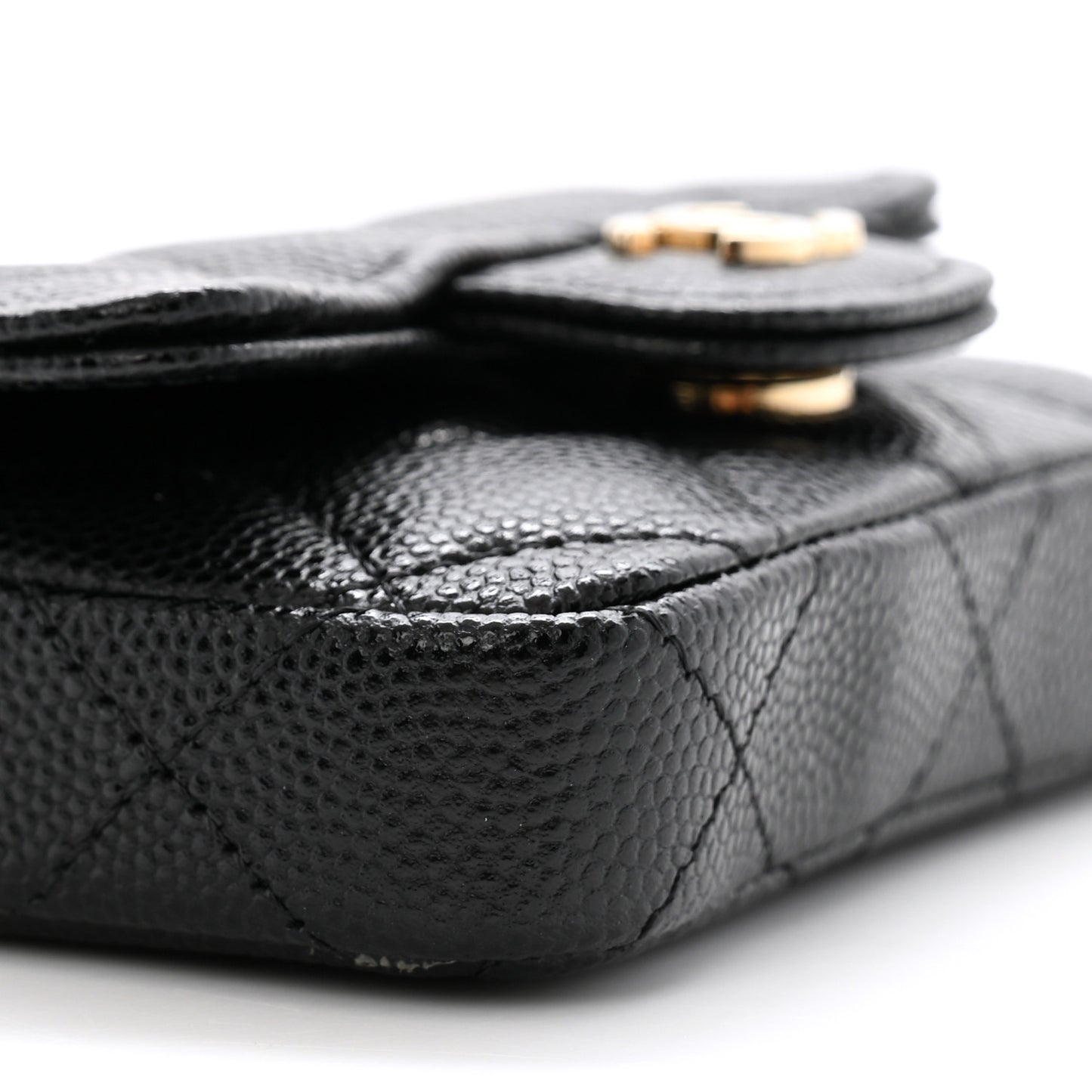 Caviar Quilted Mini Chain Belt Bag Black