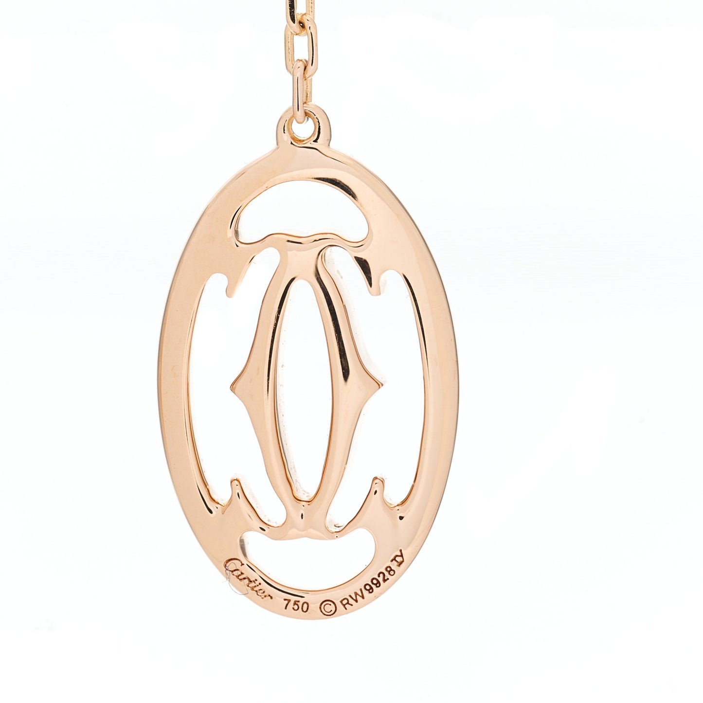 18K Pink Gold Diamond C De Cartier Logo Drop Earrings