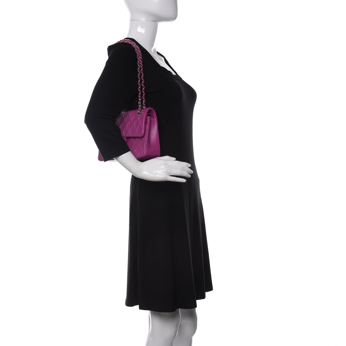 Lambskin Quilted Small Double Flap Purple