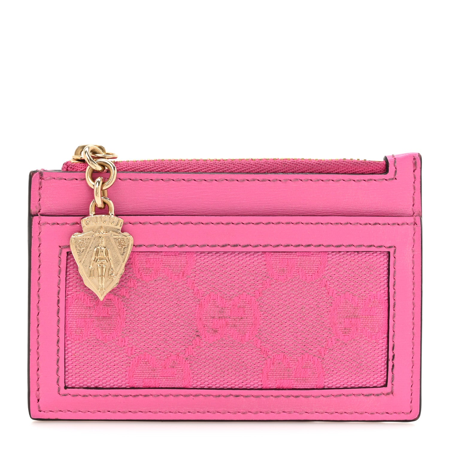Gucci GG Monogram Scratch Lux Calfskin Luce Card Holder Wallet Blossom Rose Dark Blossom 1 of 11