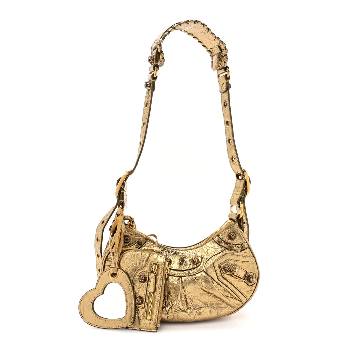 Metallic Agneau Arena Le Cagole Shoulder Bag XS Gold