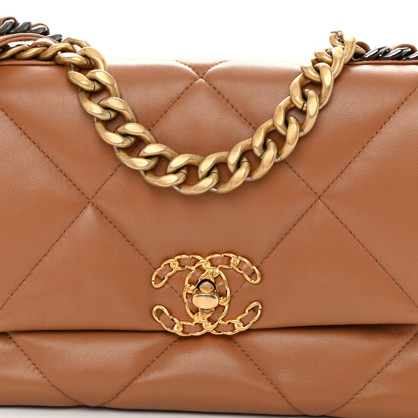 Lambskin Quilted Medium Chanel 19 Flap Brown
