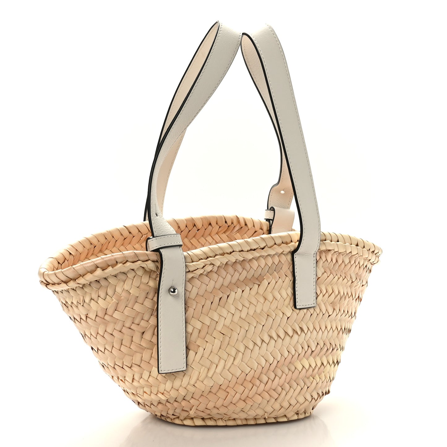 Raffia Small Basket Tote Bag Natural White