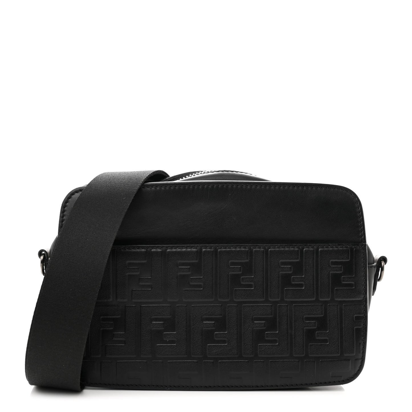 Vitello Century Grace FF Embossed Shoulder Clutch Black