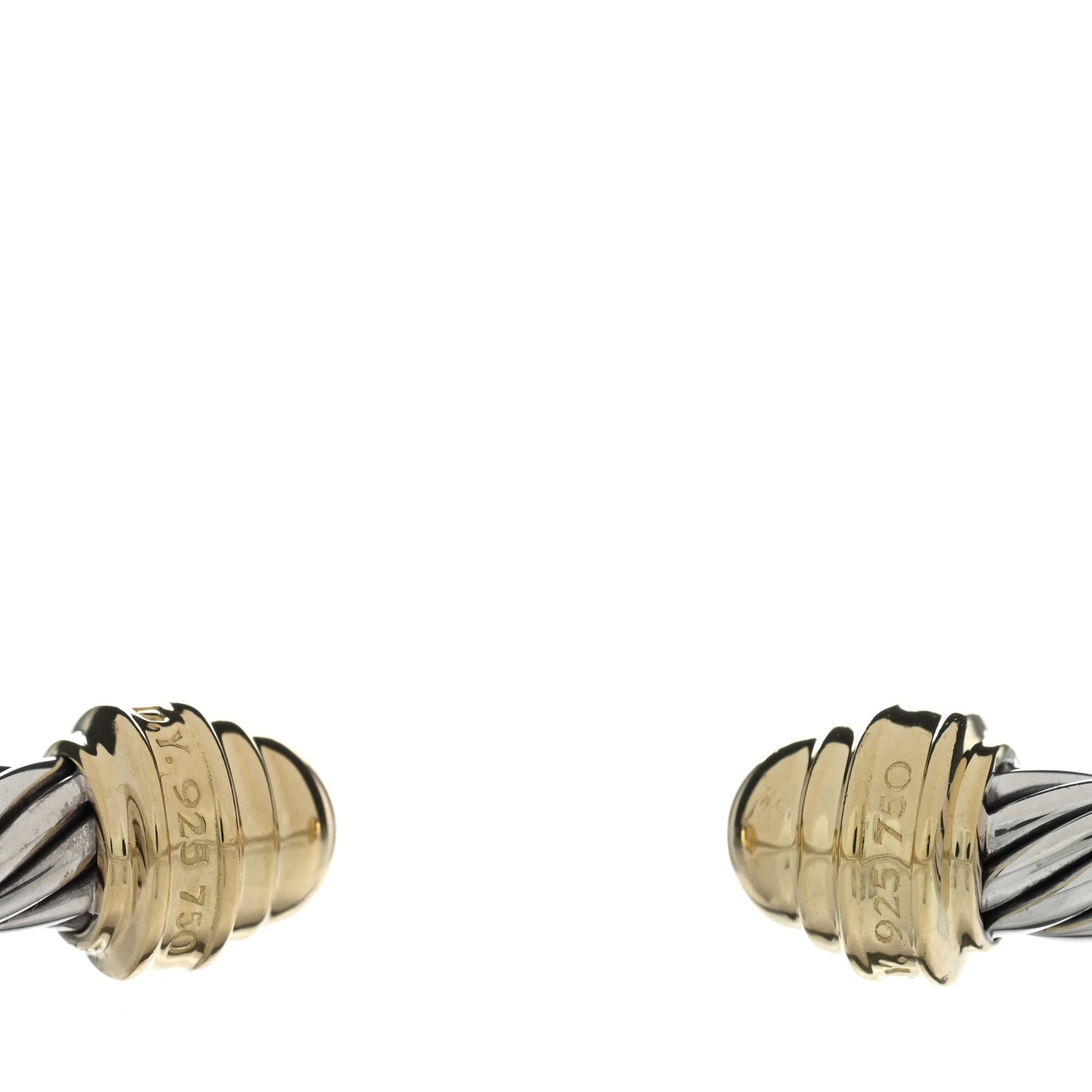 Sterling Silver 18K Yellow Gold Diamond 5mm Dome Cable Classics Bracelet