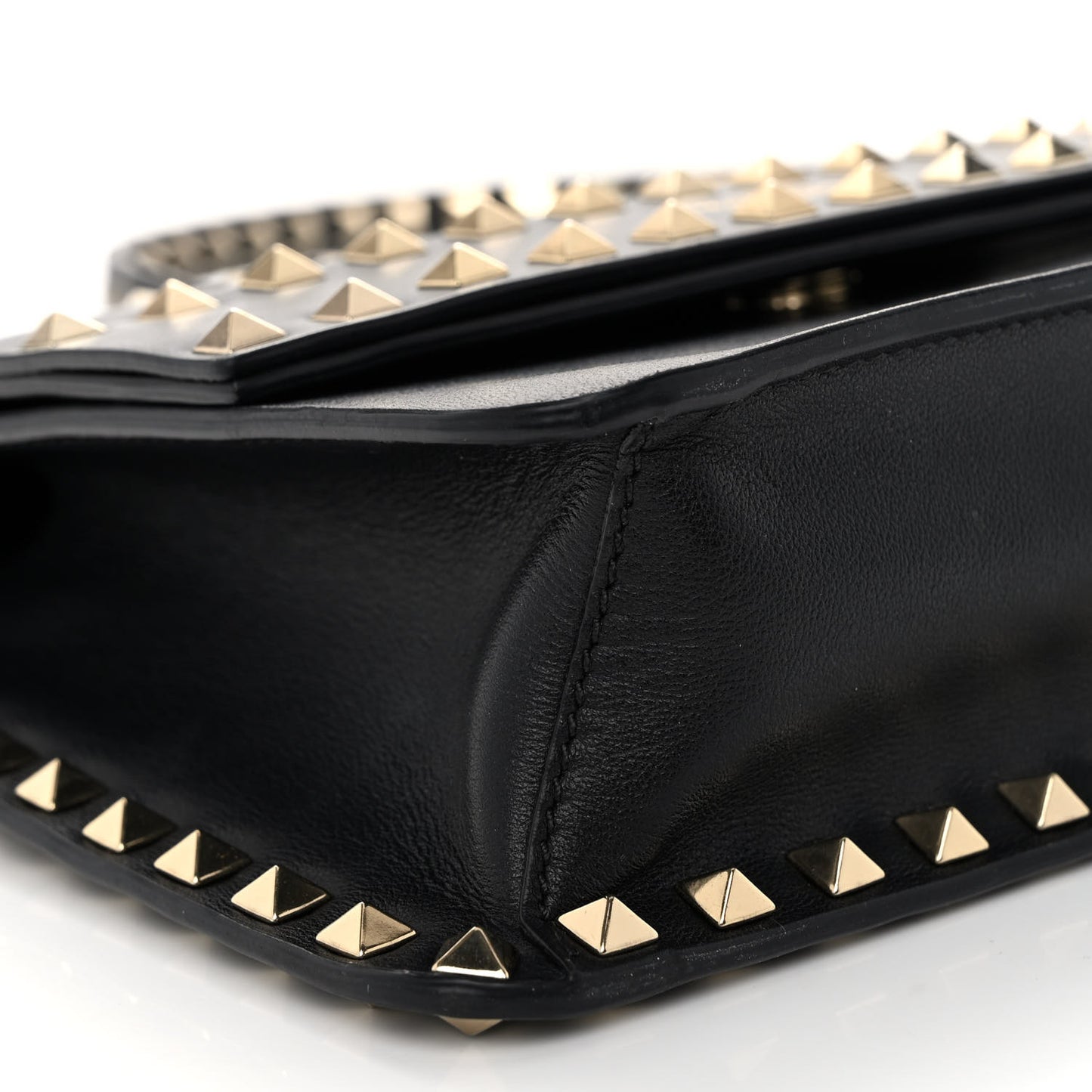 Vitello Rockstud Side Slip Crossbody Black