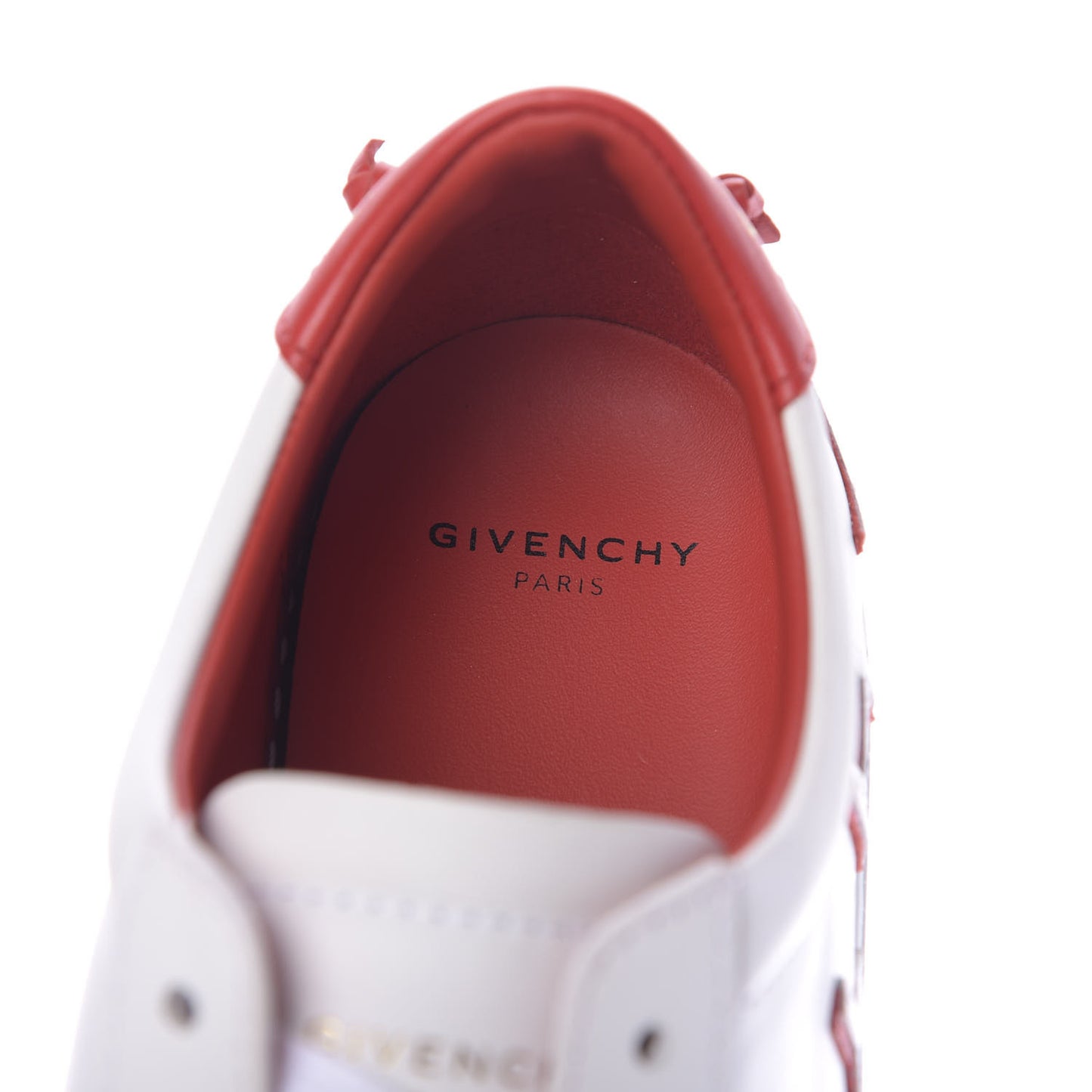 Calfskin Reverse Logo Womens Urban Street Sneakers 36.5 White Red