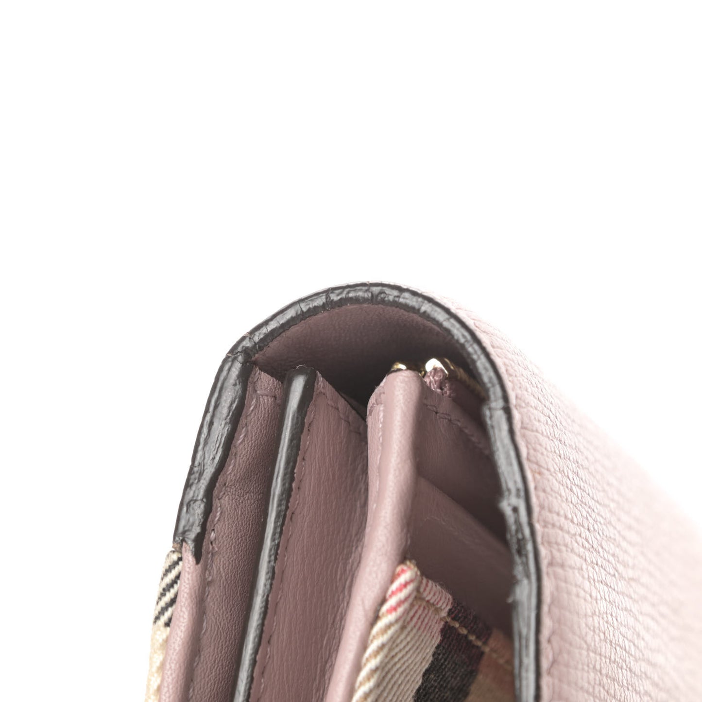 Calfskin House Check Porter Continental Wallet Pale Orchid