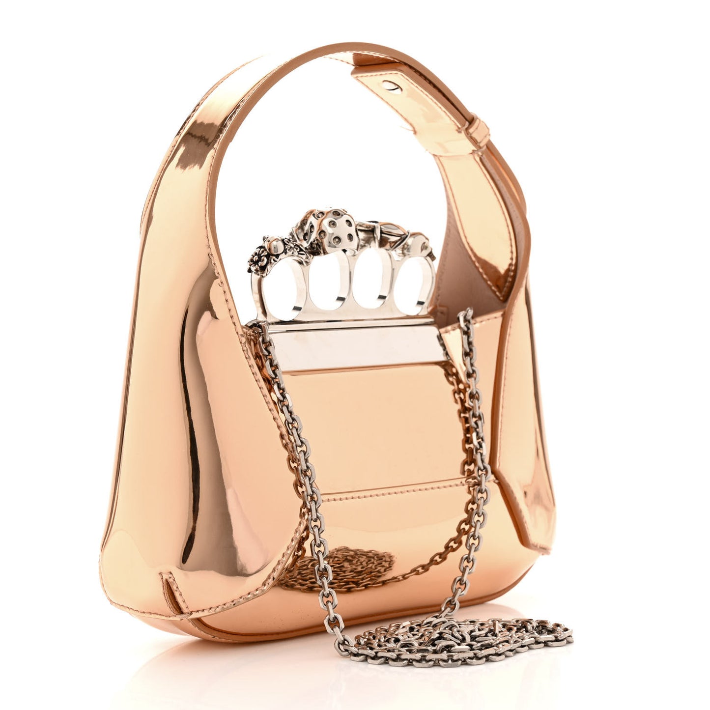 Metallic Jeweled Mini Hobo Bag Copper