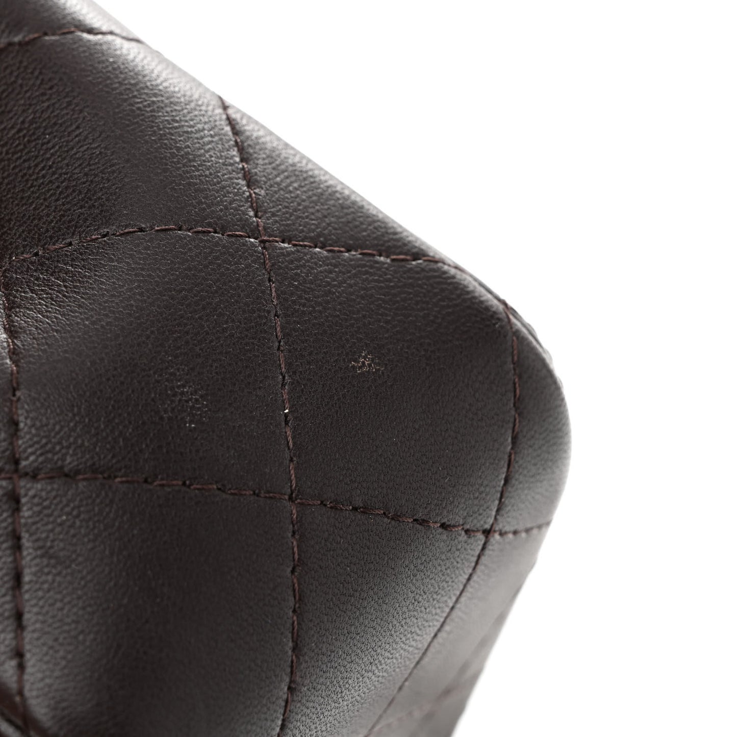 Lambskin Quilted Mini Rectangular Flap Dark Brown