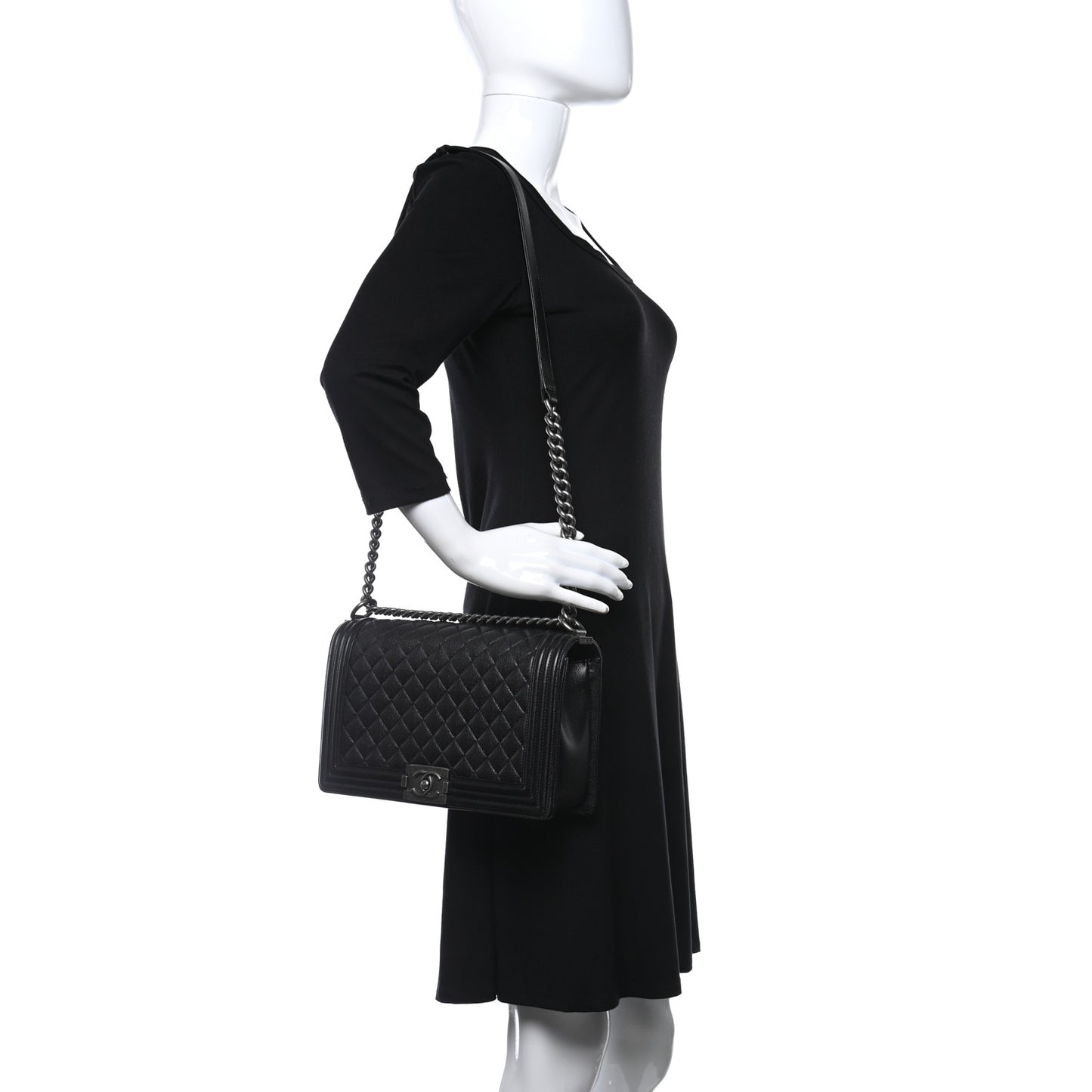 Calfskin Quilted New Medium Boy Flap Black