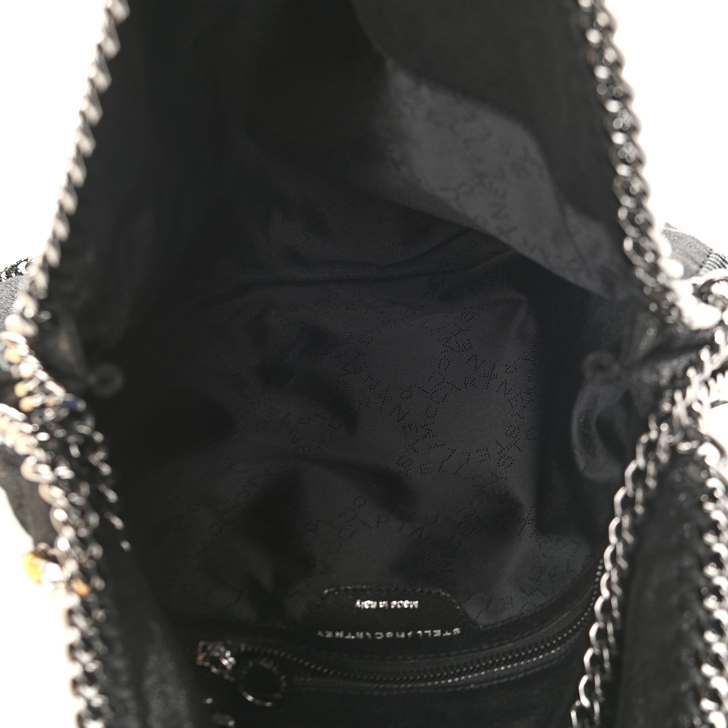 Embellished Shaggy Deer Small Falabella Fold Over Tote Black