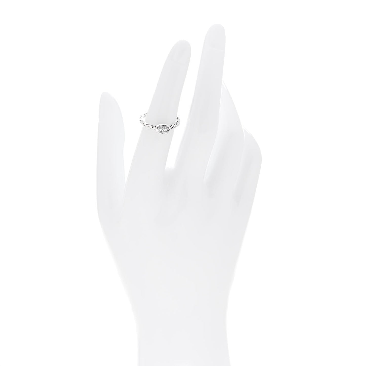 Sterling Silver Diamond Pave Cable Classics Oval Ring 50 5.5
