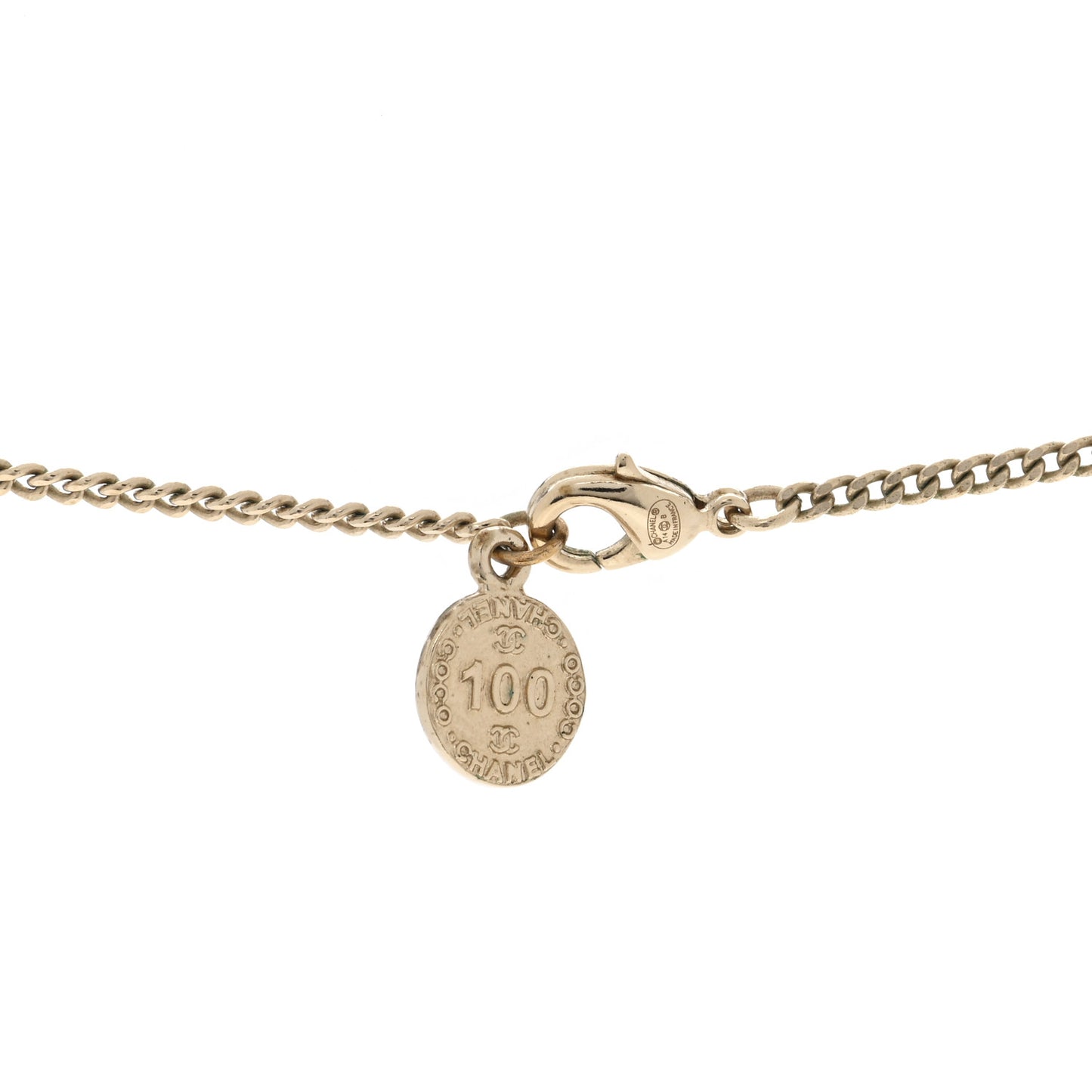 Crystal Metal CC Pendant Necklace Gold