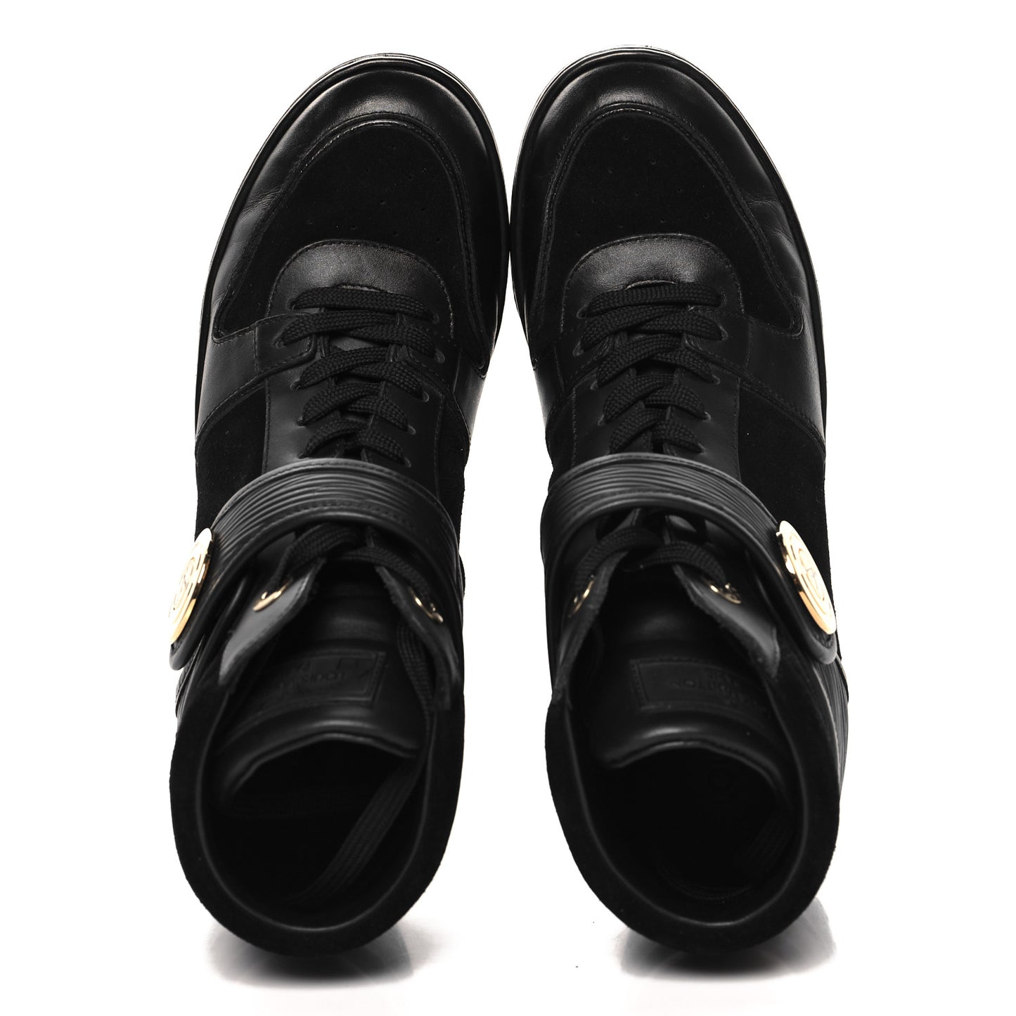 Epi Suede Postmark Wedge Sneakers 37.5 Black