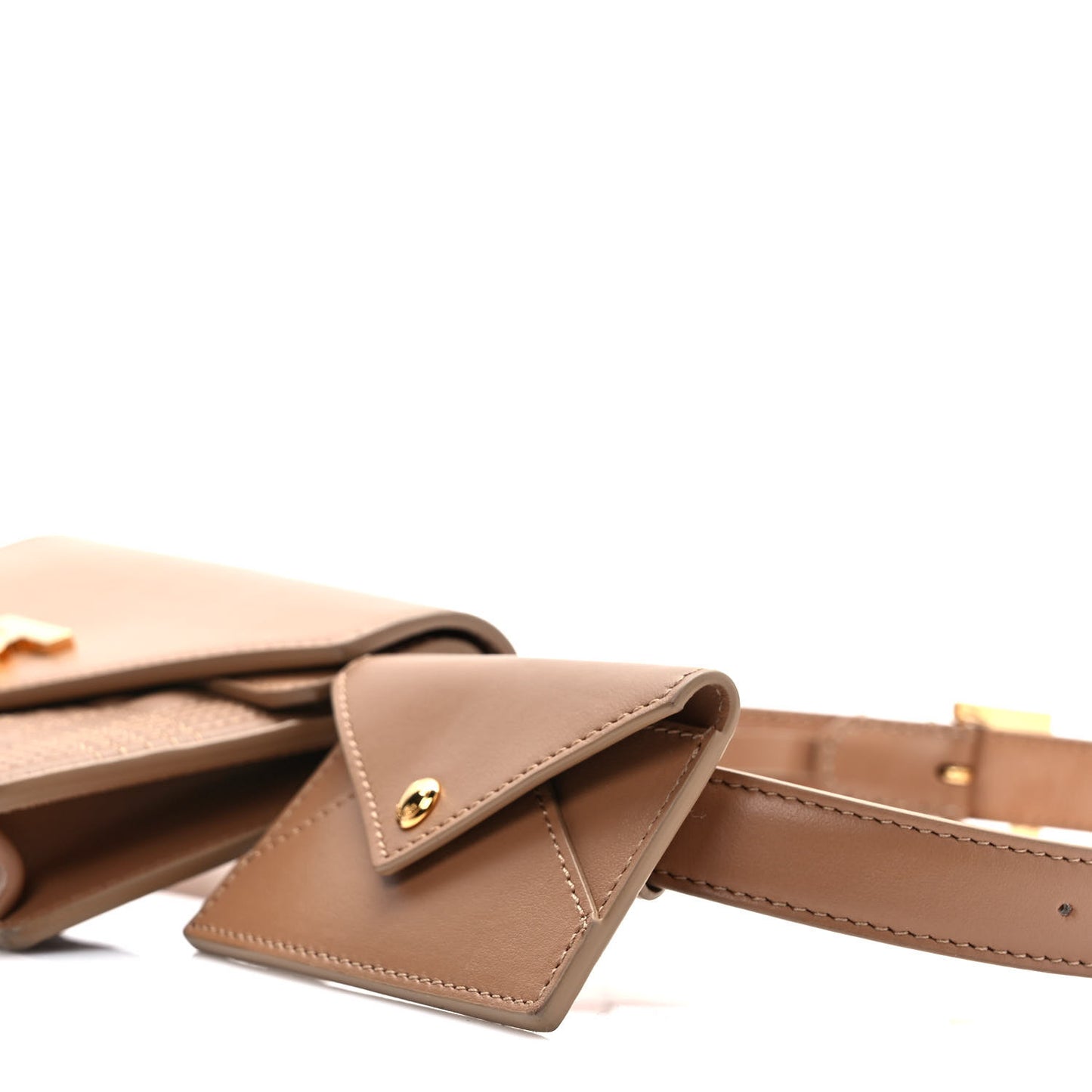 Smooth Calfskin Quilted Check TB Envelope Belt Bag Tan