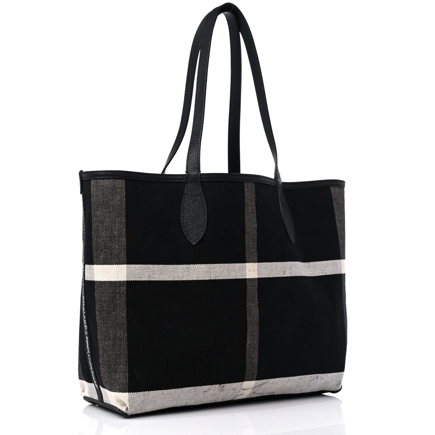 Coated Canvas Mega Check Medium Doodle Tote Black White