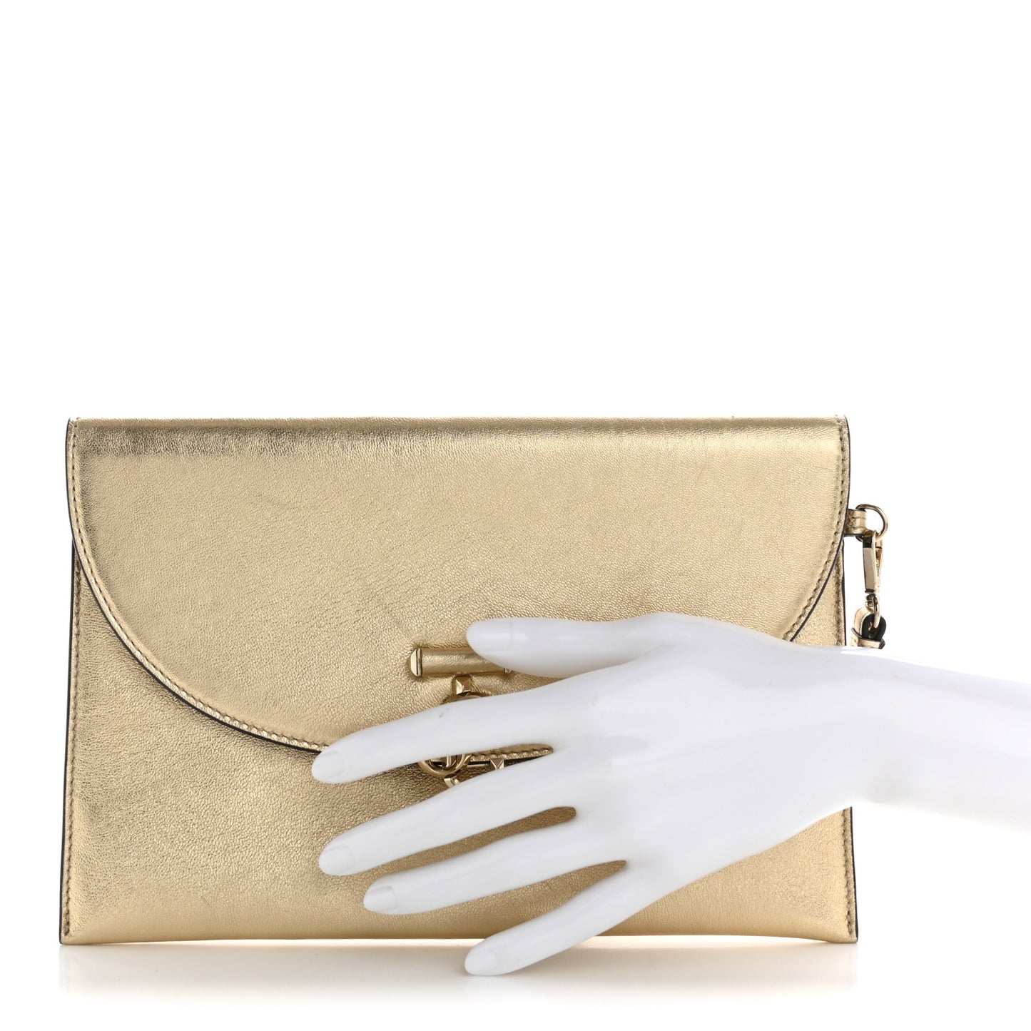 Metallic Calfskin JC Envelope Pouch Gold