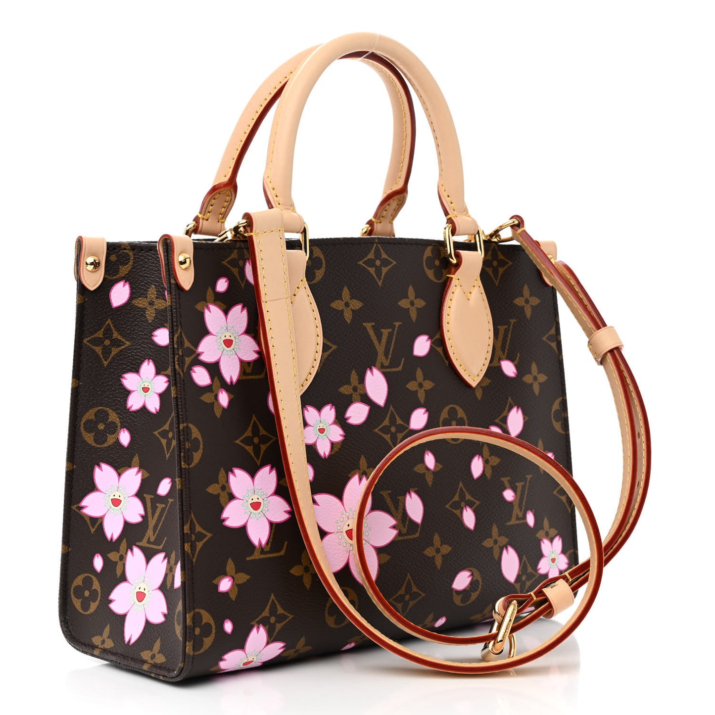 LV X TM Monogram Cherry Blossom Onthego PM Sakura Brown