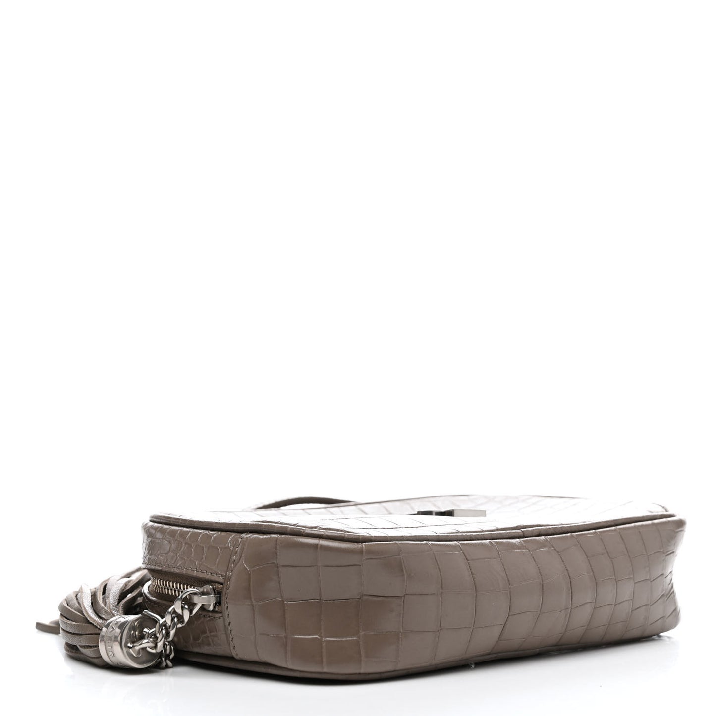 Calfskin Crocodile Embossed Monogram Mini Lou Camera Bag Fog