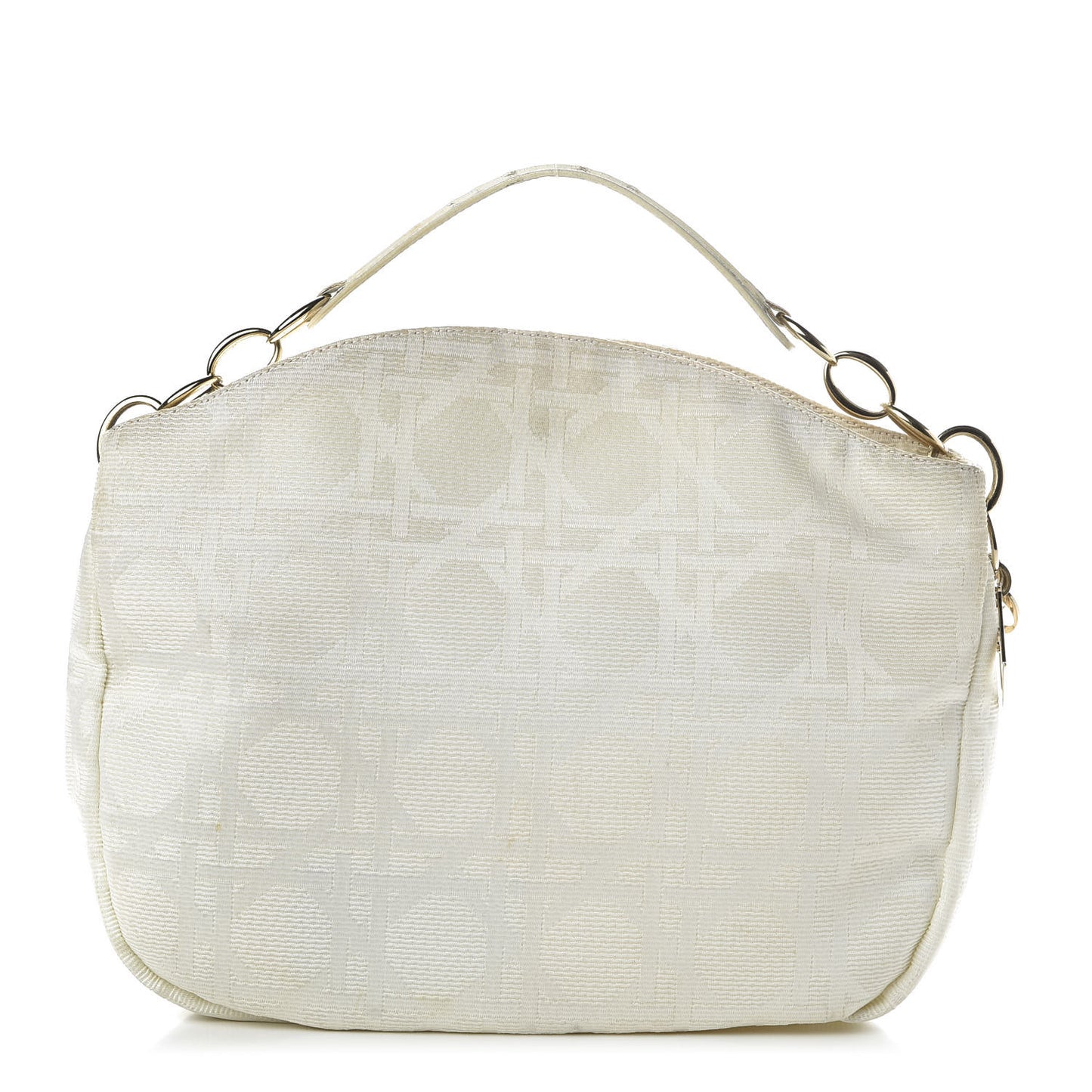 Canvas Cannage Medium Lady Dior Hobo White