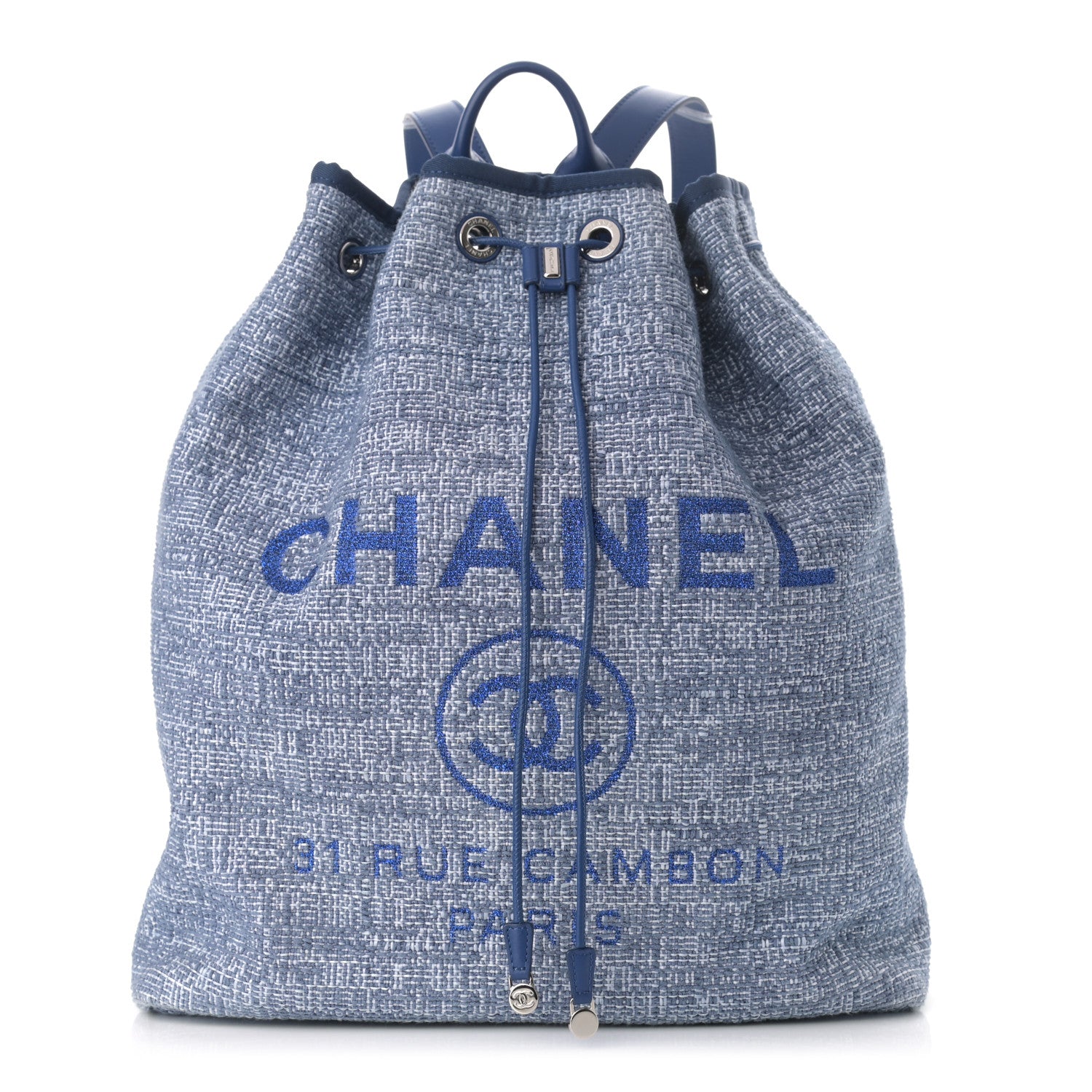 Chanel Canvas Large Deauville Backpack Blue 1 of 12
