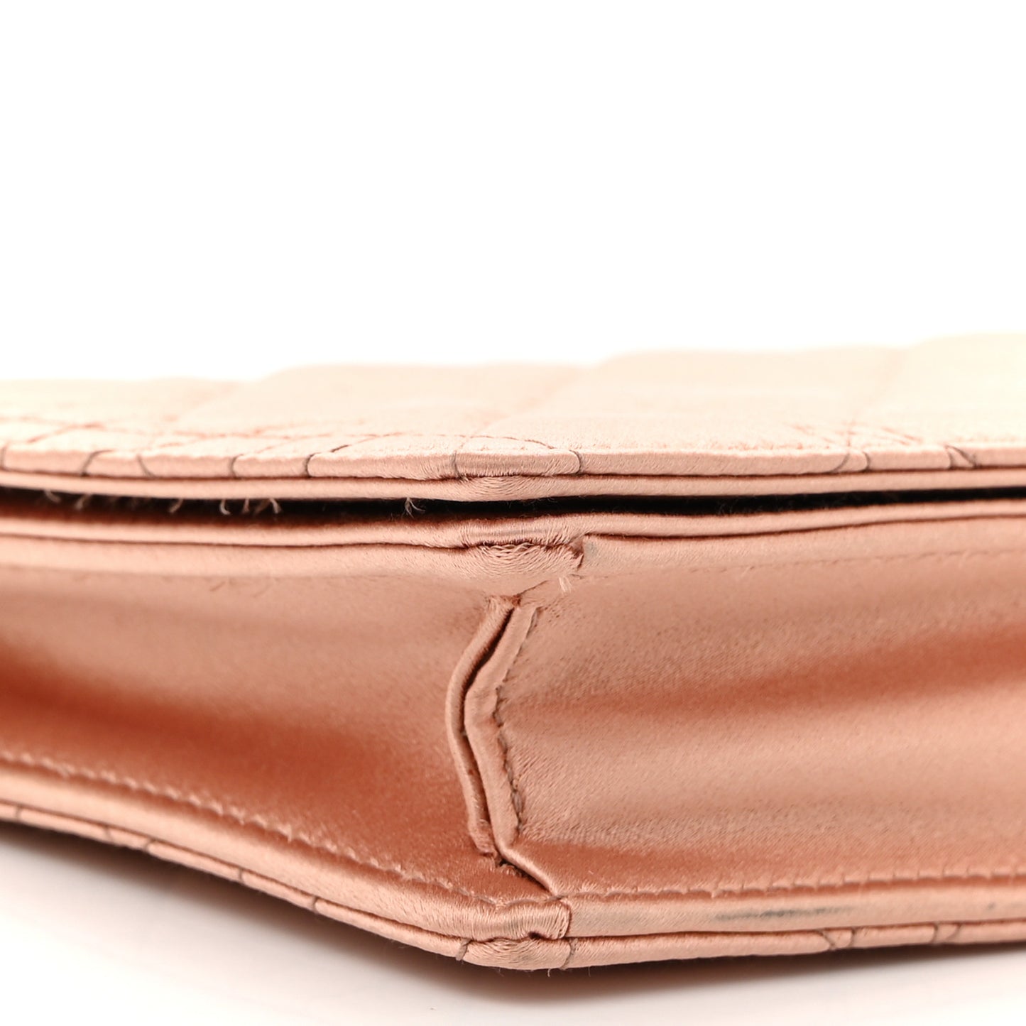 Satin Crystal Cannage Lady Dior Pouch Nude