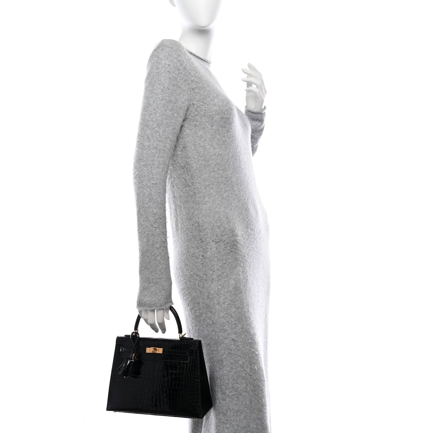 Shiny Porosus Crocodile Kelly Sellier 25 Black