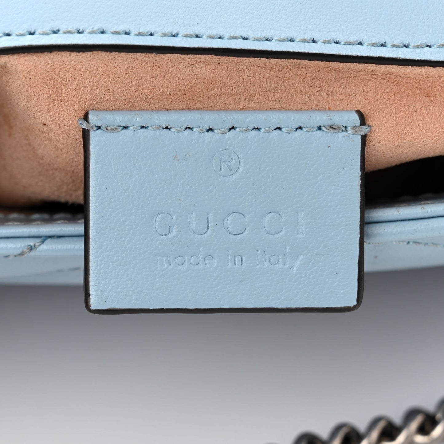 Calfskin Matelasse Super Mini GG Marmont Shoulder Bag Porcelain Light Blue