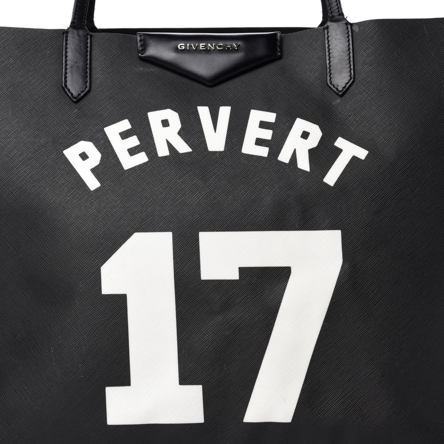 Textured Coated Canvas Print Large Antigona Tote Black