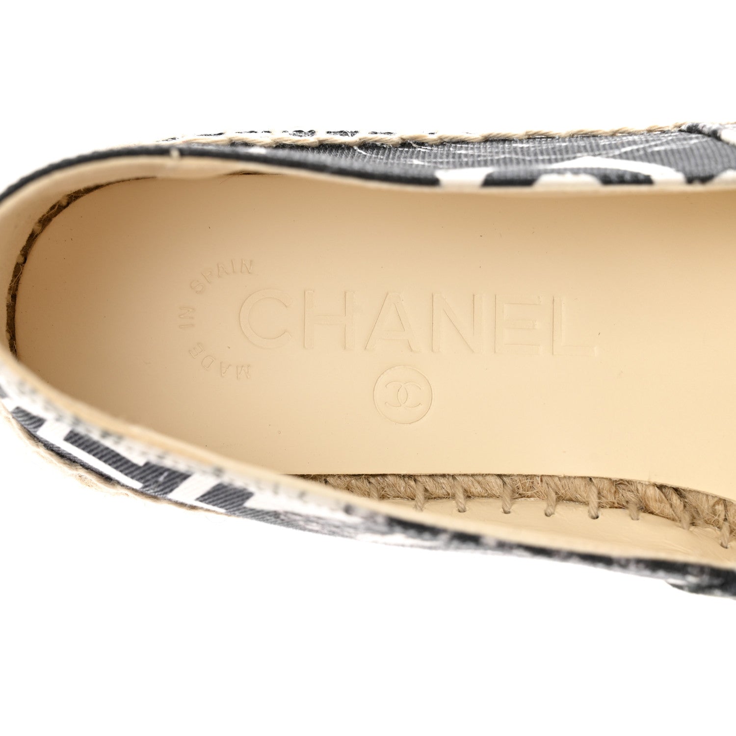 Chanel Printed Canvas Grosgrain 31 Rue Cambon Espadrilles 36 Black White 9 of 11