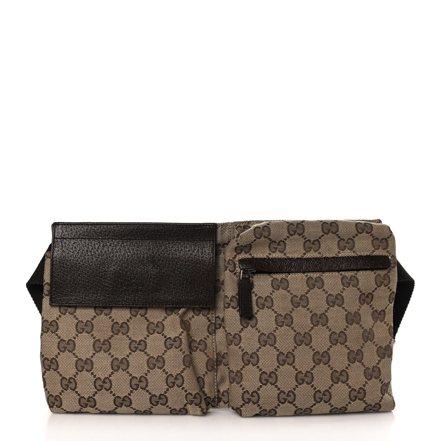 GG Monogram Double Pocket Belt Bag Dark Brown