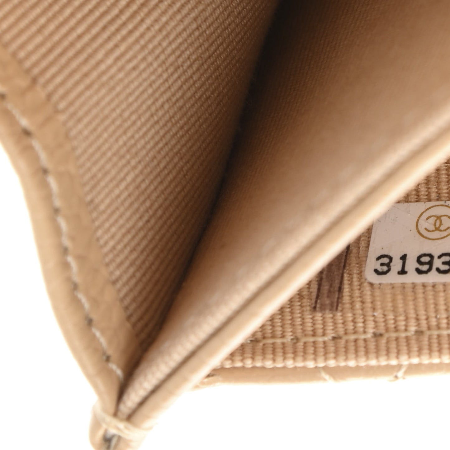 Caviar Quilted Flap Card Holder Wallet Beige