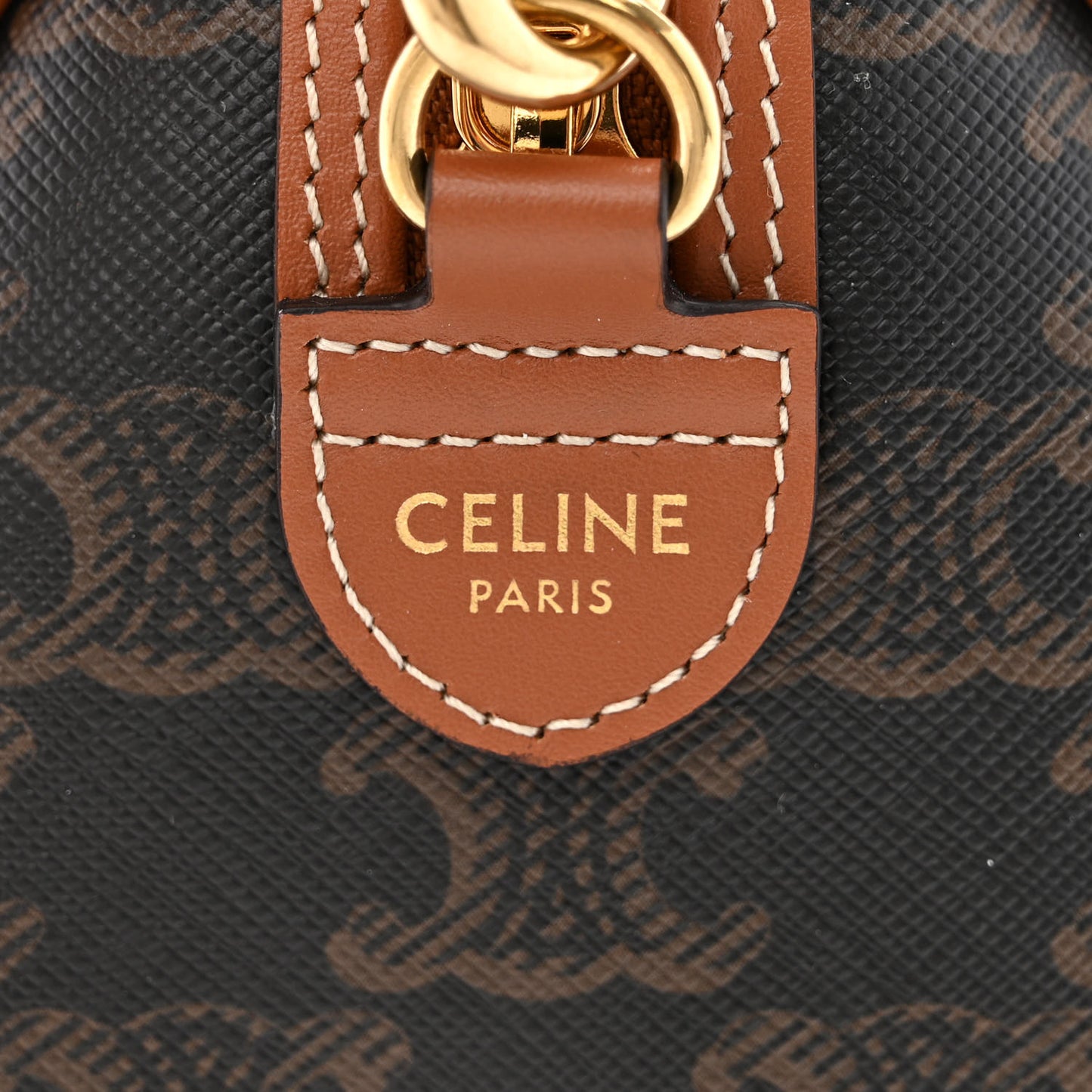 Triomphe Canvas Calfskin Small Boston Bag Tan