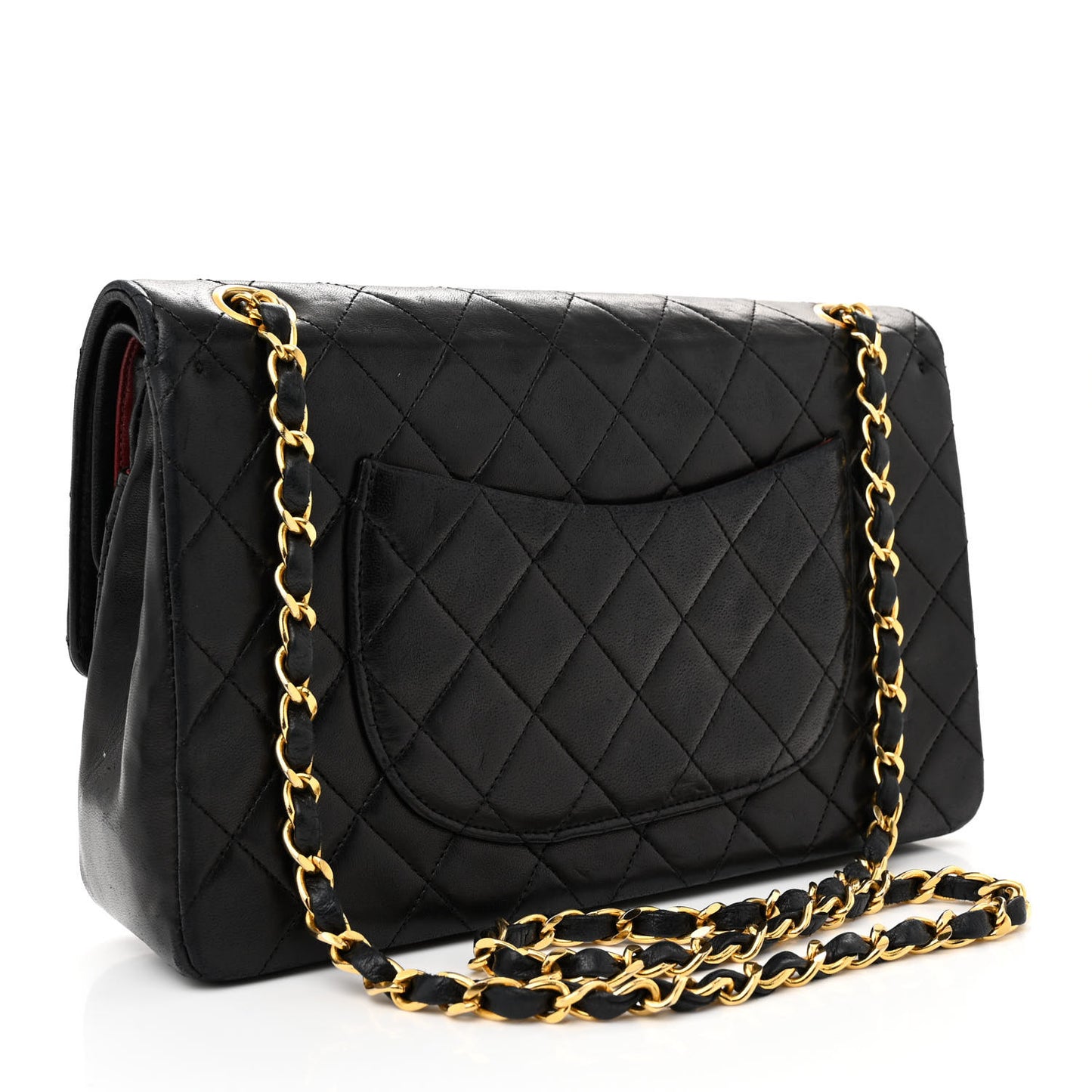 Lambskin Quilted Medium Double Flap Black
