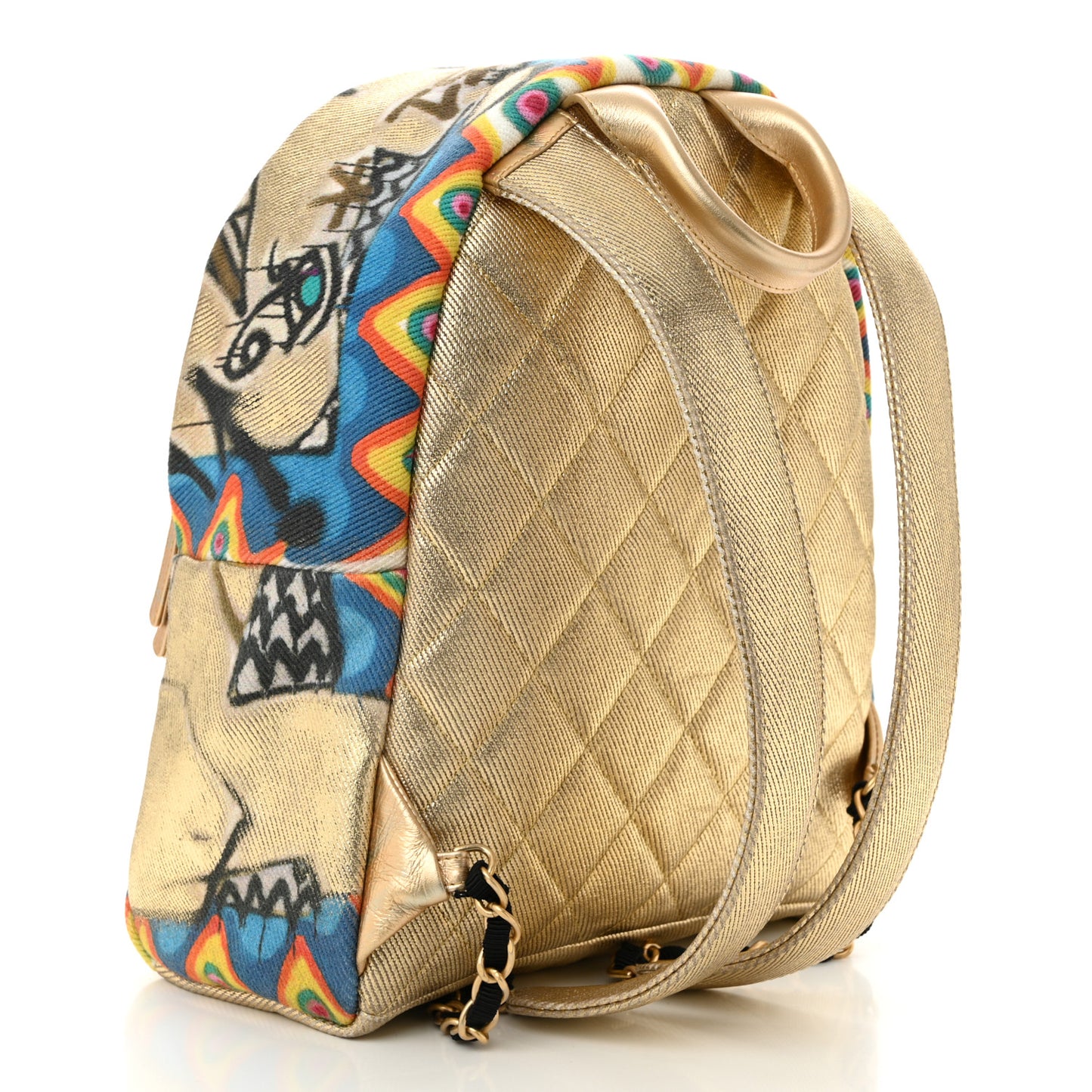 Graffiti Printed Canvas Street Spirit Backpack Multicolor