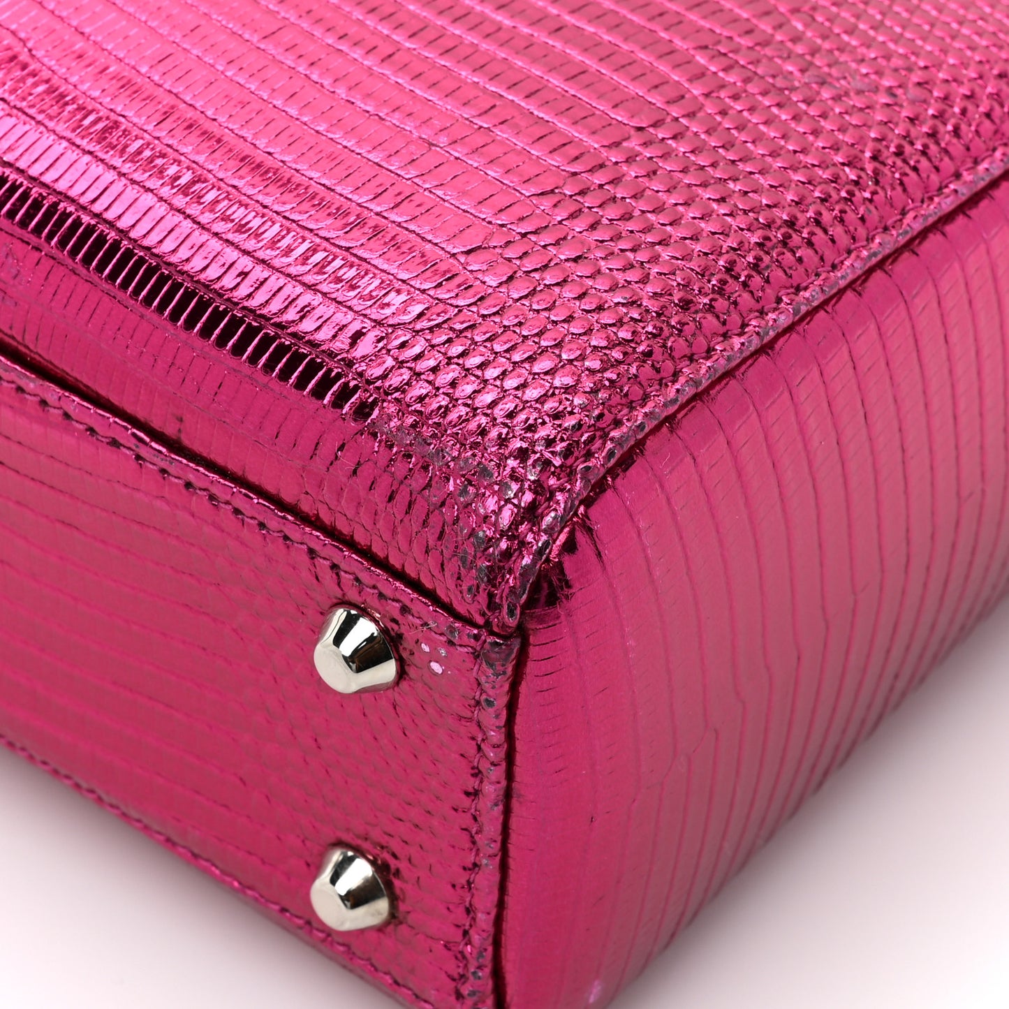 Metallic Lizard Mini Lady Dior Fuchsia