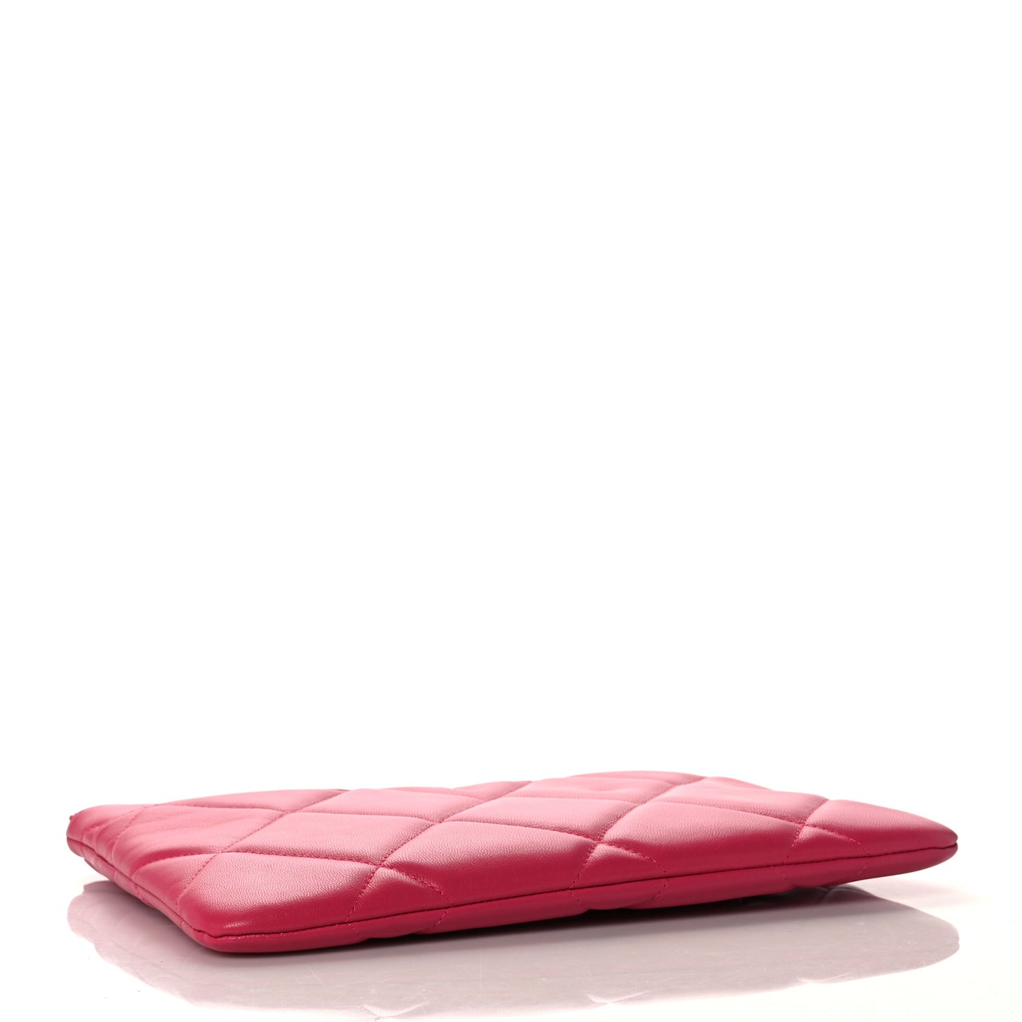 Shiny Goatskin Quilted Chanel 19 Pouch Dark Pink