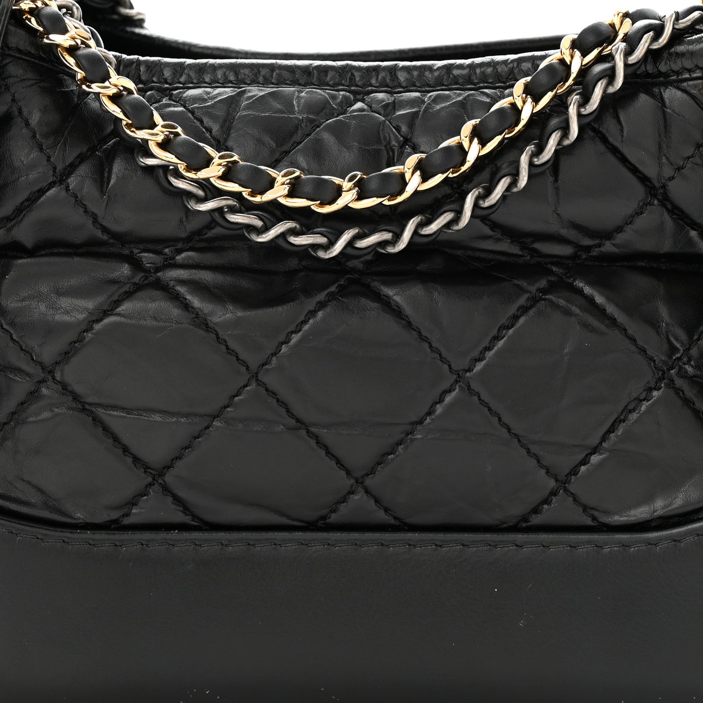 Aged Calfskin Quilted Small Gabrielle Hobo Black