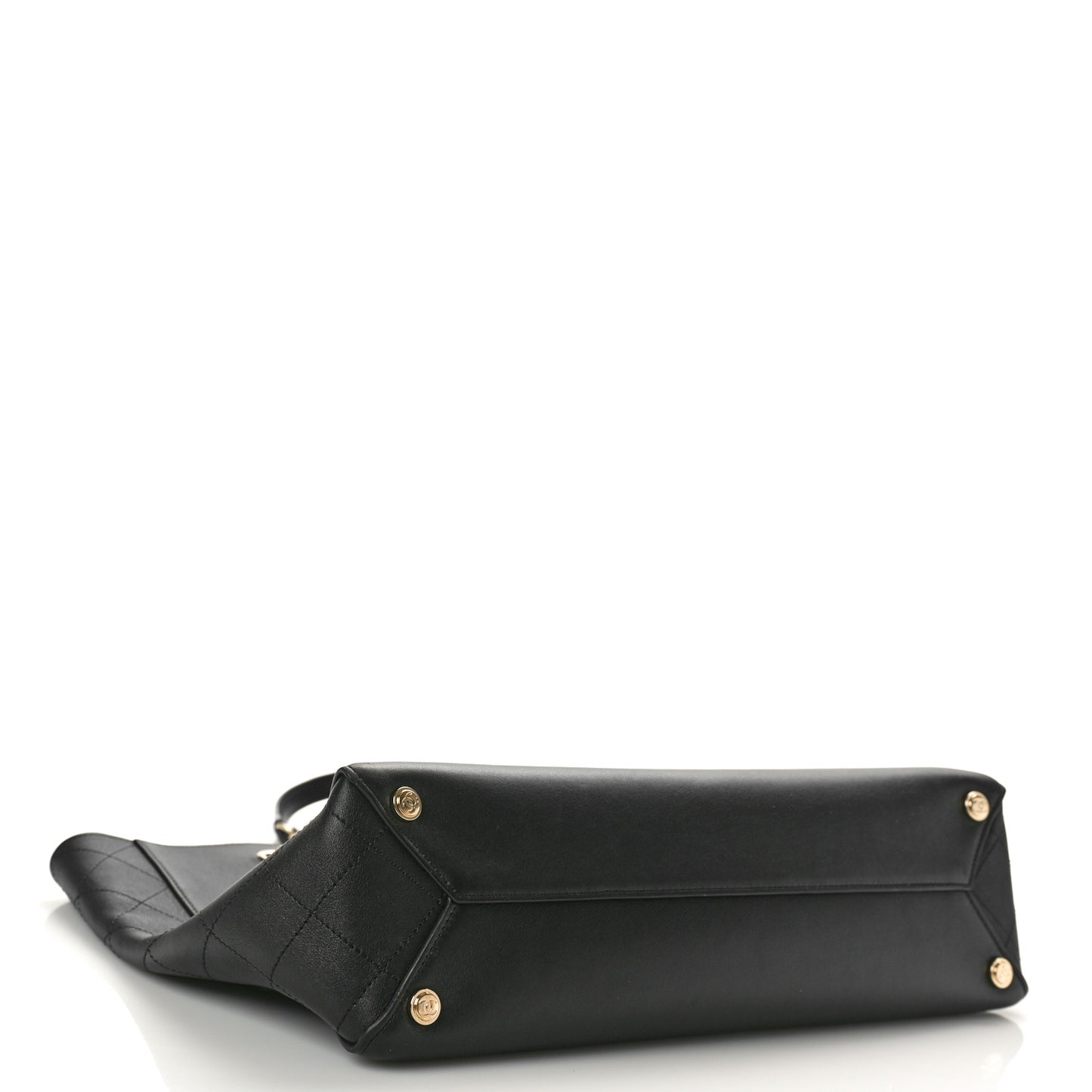 Lambskin Stitched Essential Shopping Tote Black