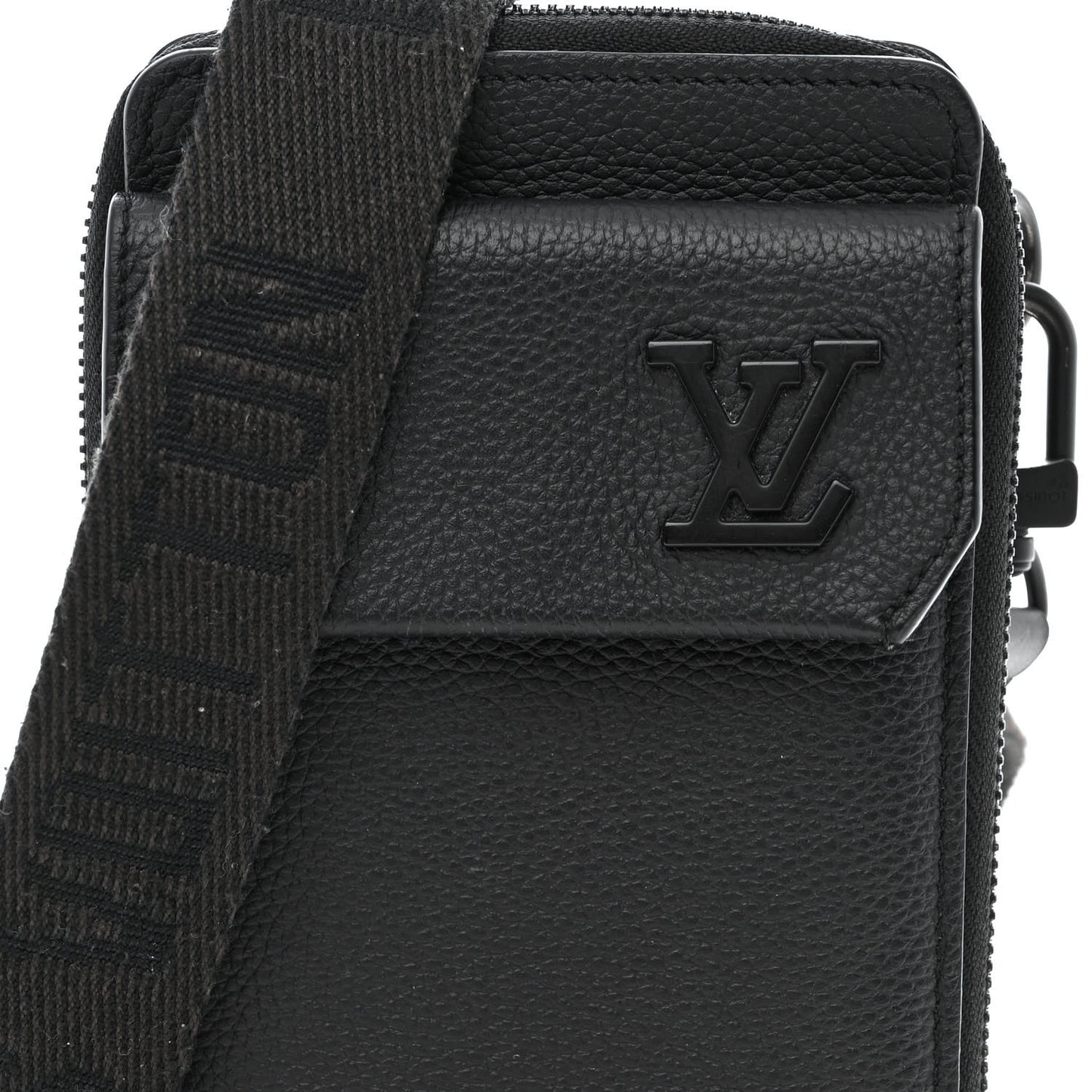 Grained Calfskin Aerogram Phone Pouch Black