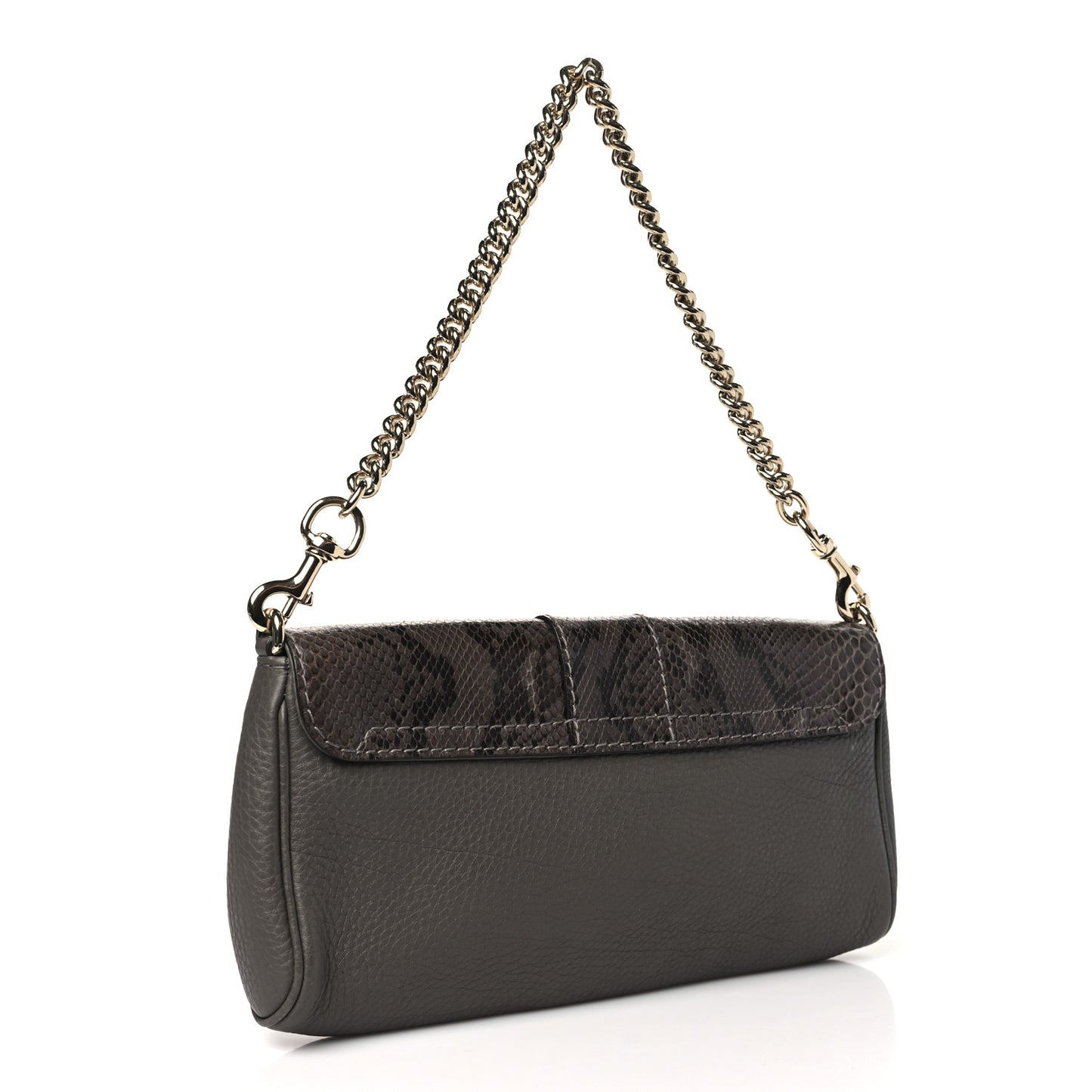 Snakeskin Calfskin Embossed Greenwich Clutch Grey