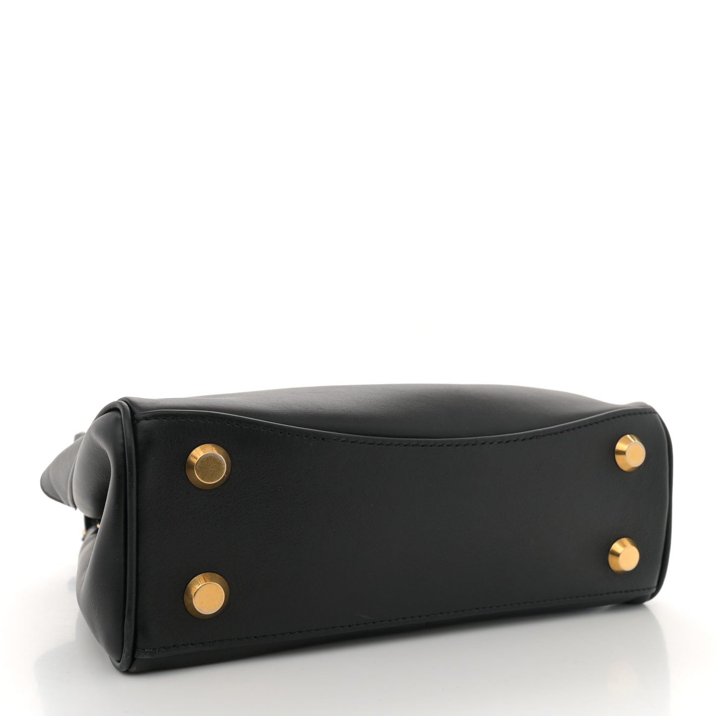 Natural Smooth Calfskin Mini Rodeo Top Handle Handbag Black
